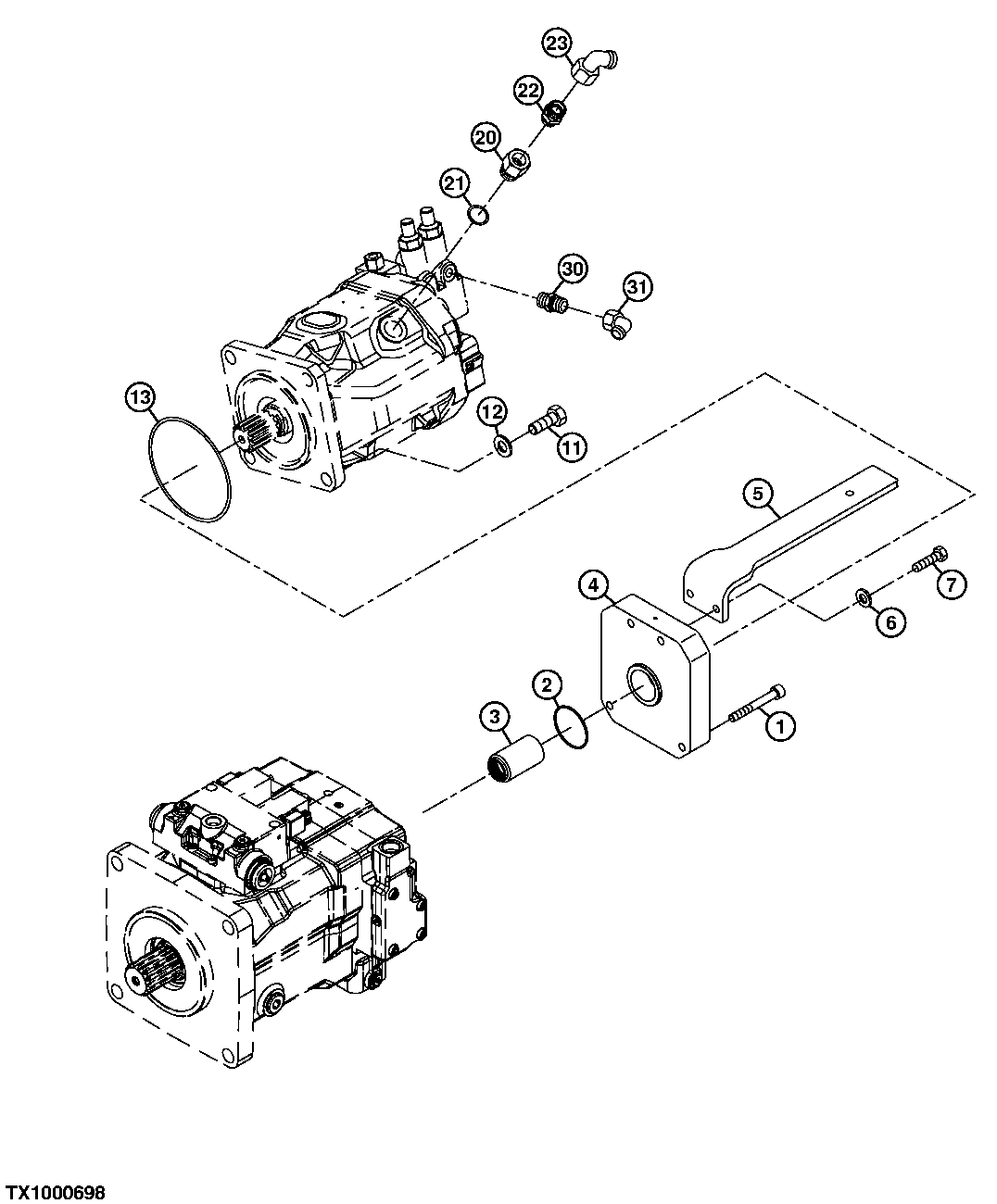 Main Hydraulic Pump Drive Coupler and Mounting Flange