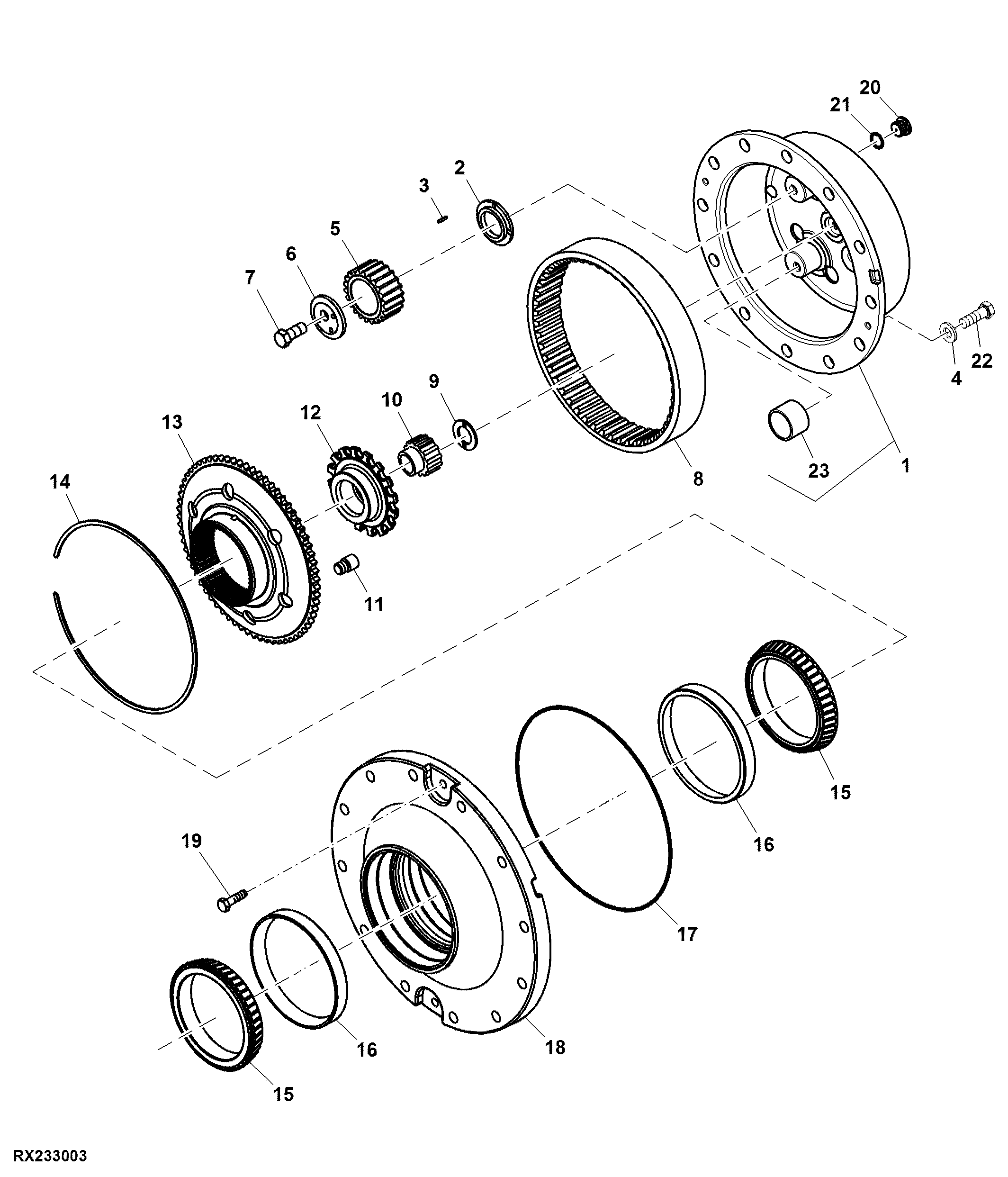 Hub Carrier and Planetary Drive, Heavy Duty, MFWD