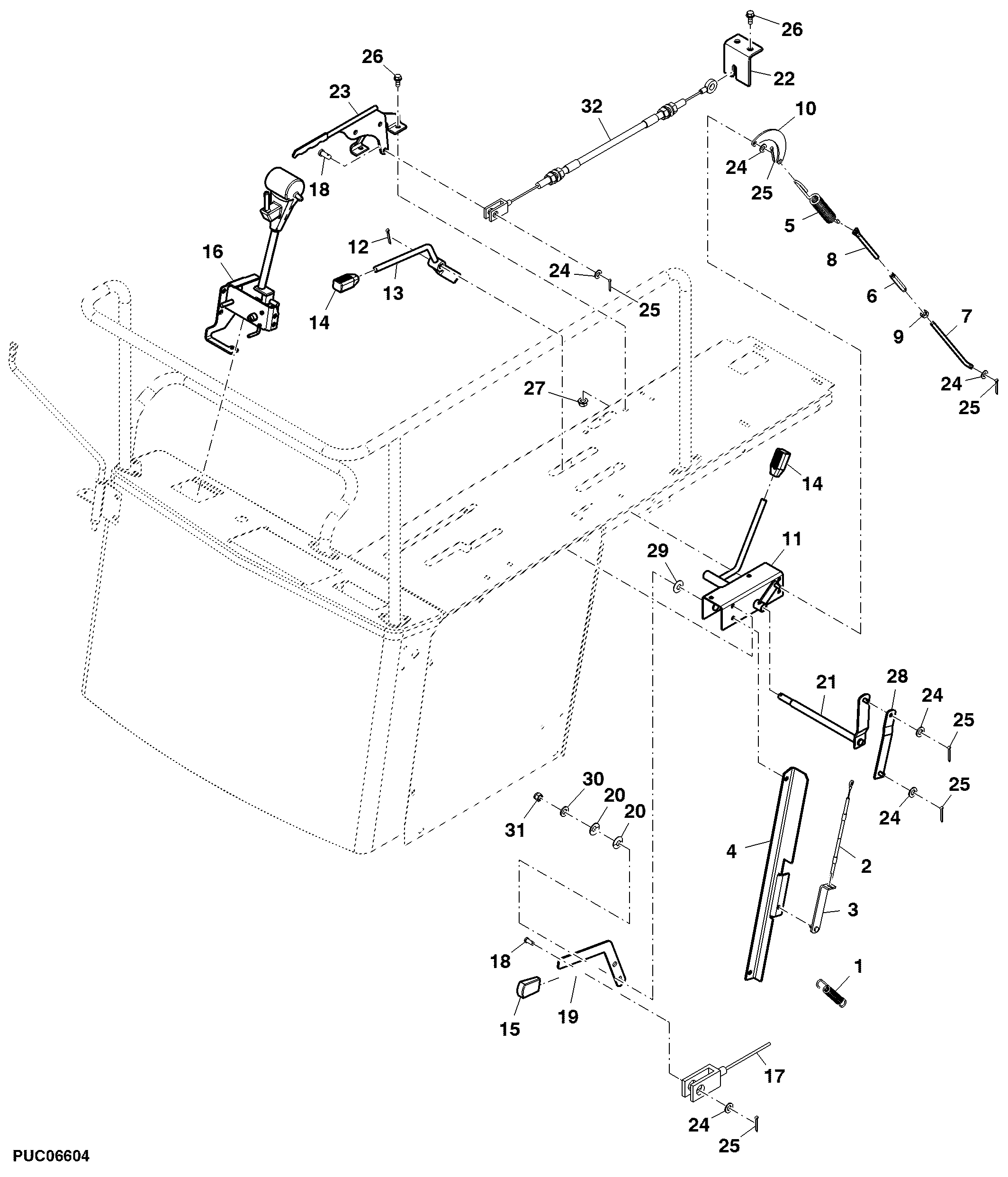 Handlebar and Lever Support, JD3029 Engine Version