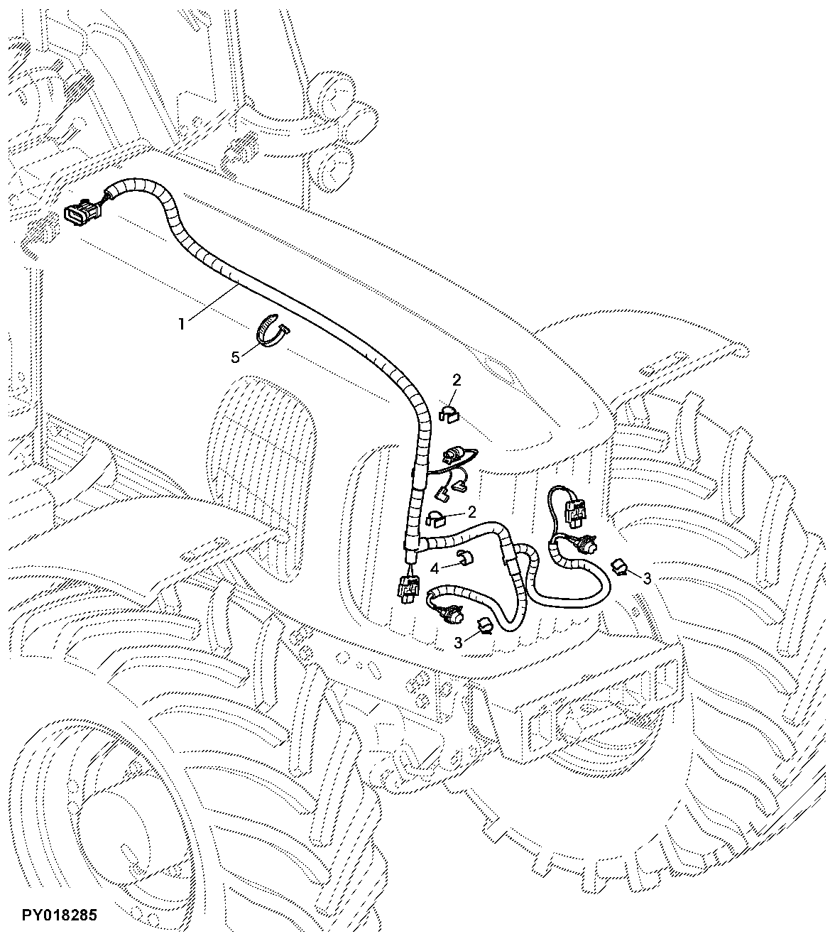 WIRING HARNESS, HEADLIGHTS AND WORKLIGHTS (FRONT GRILLE)