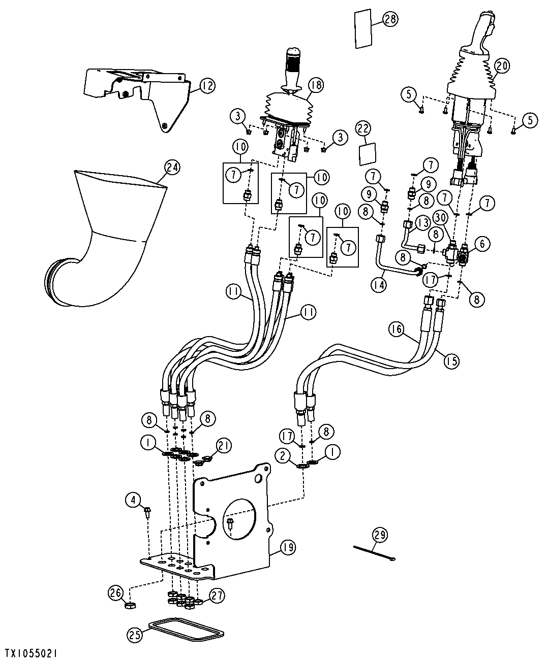 Joystick Pilot Controller, with Forward Neutral Reverse (FNR) and Auxiliary Lever (Armored Cab)