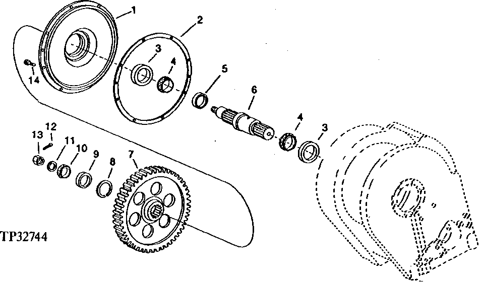 WINCH MAIN DRIVE SHAFT AND FINAL DRIVE GEAR (MODEL 6000 WINCH)