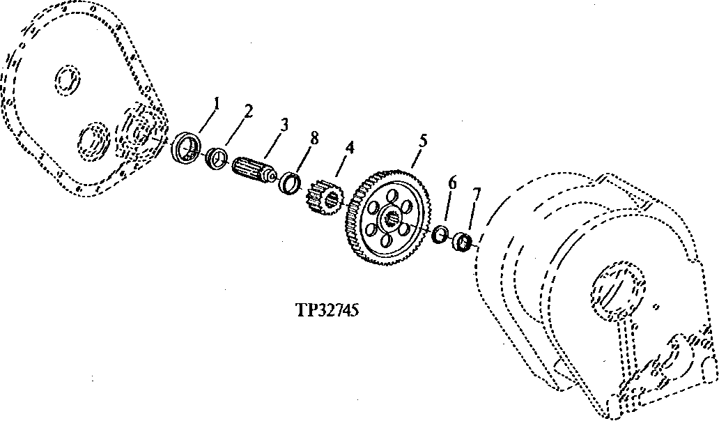 WINCH IDLER SHAFT, GEARS, AND BEARINGS (MODEL 6000 WINCH)