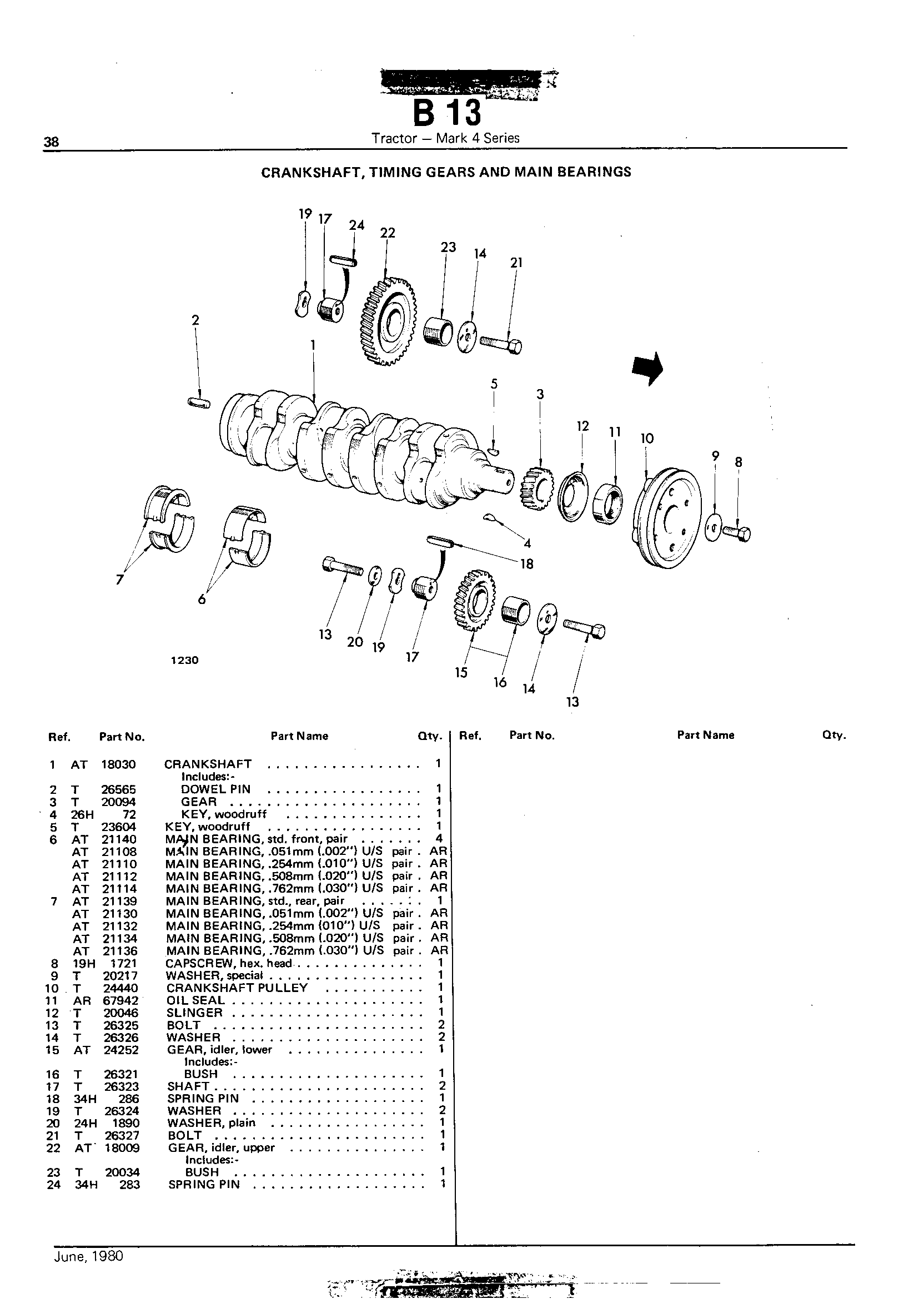 Crankshaft, Timing Gears and Main Bearings