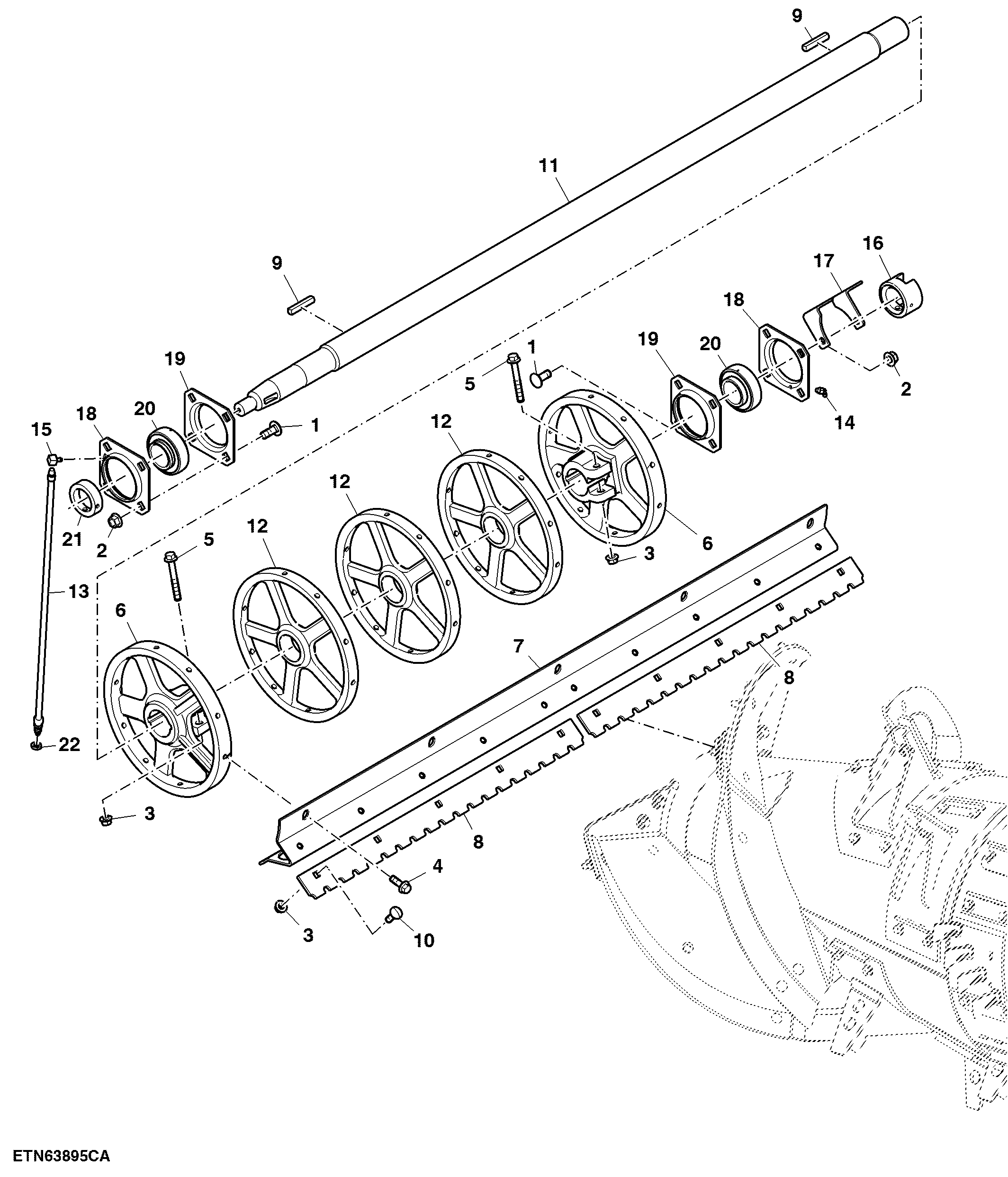 Discharge Beater Assembly - Corn, Long Drive