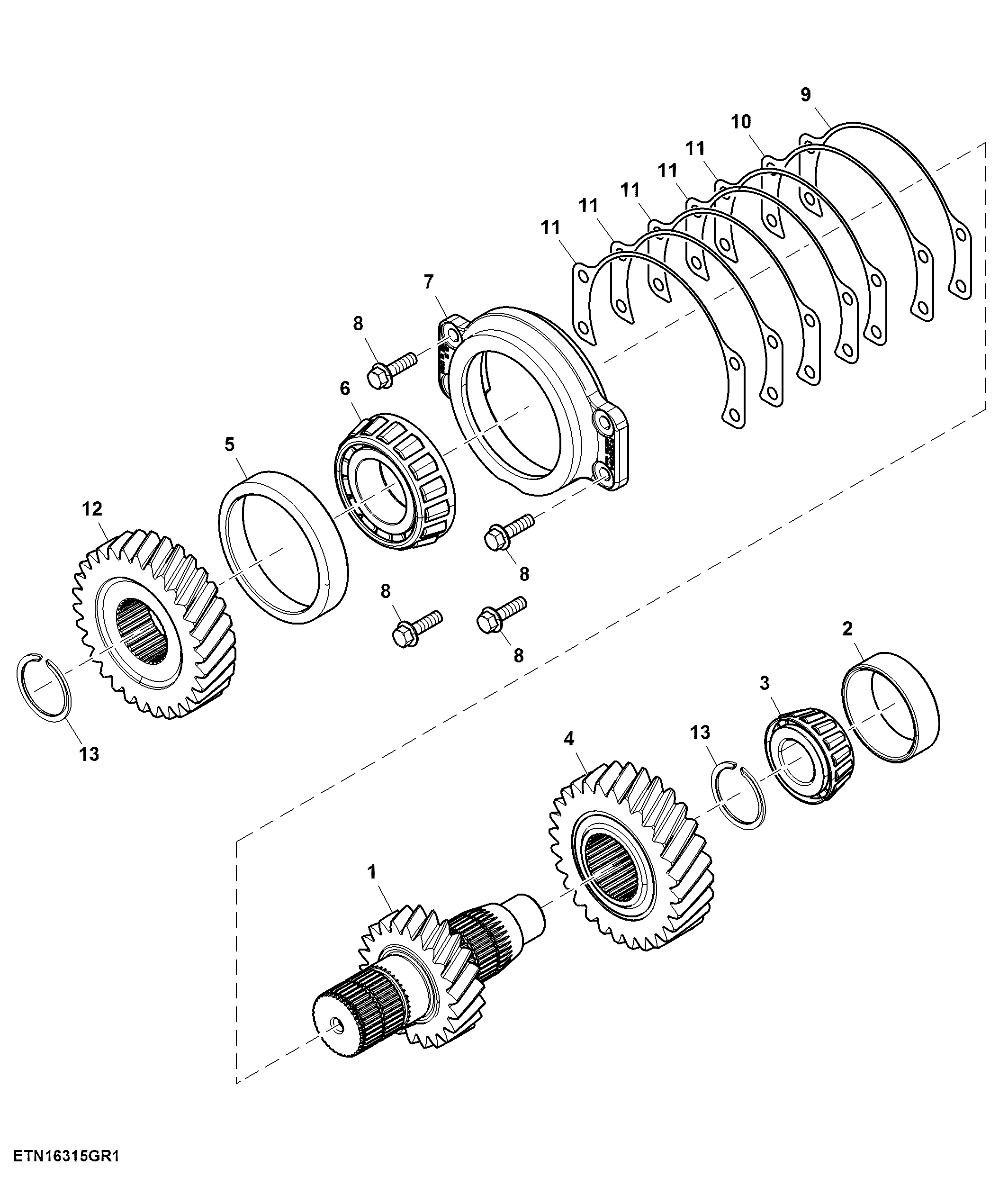 Countershaft, Rear PTO Assembly, 540/540E/1000