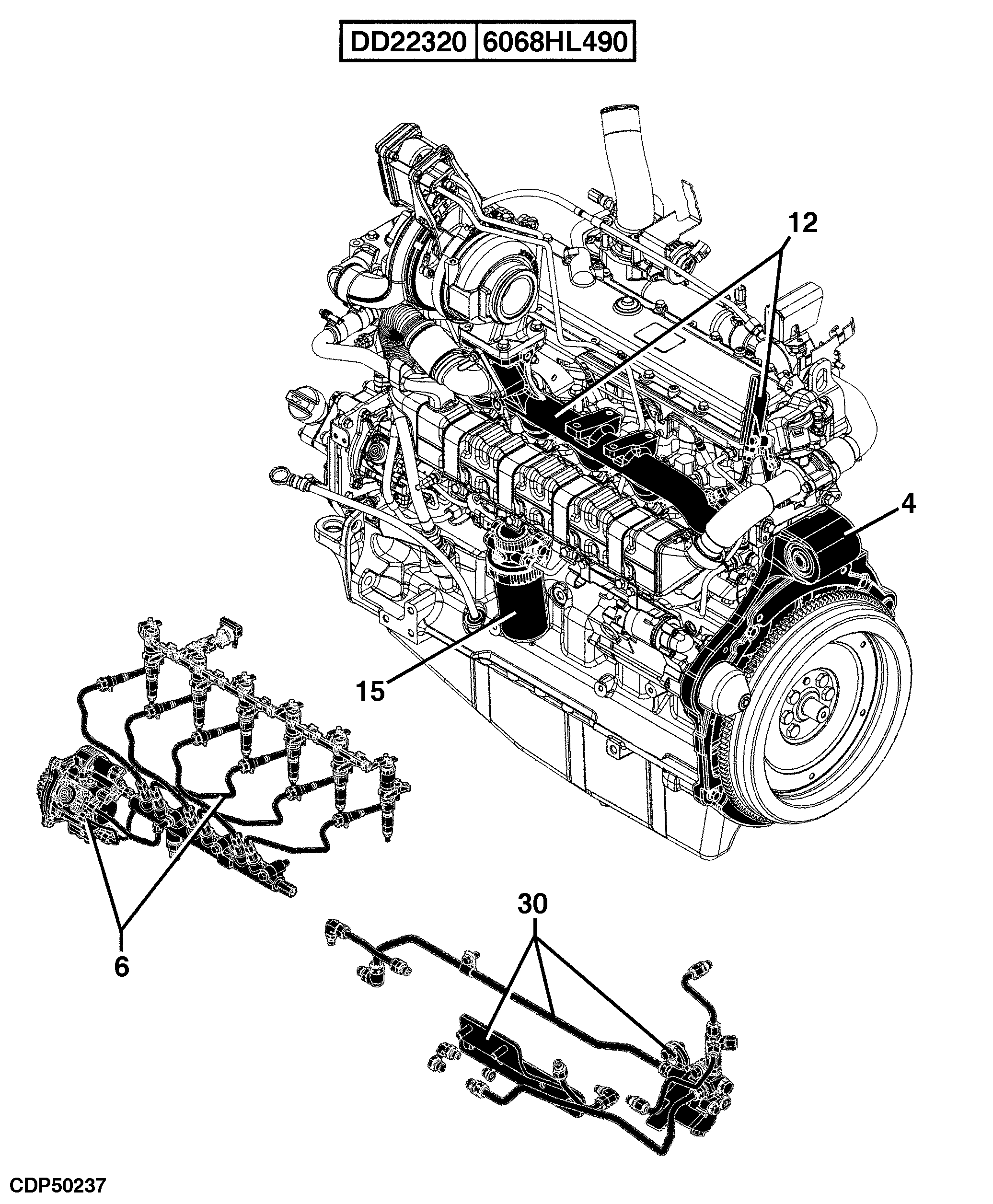 24 Engine 6068HL490-DD22320-DD22366-PE11443-ETN97201-ETN97202-ETN97203-ETN108607-ETN108610-ETN108611-ETN110895-ETN110896-ETN110901-ETN97205-ETN108612-ETN110902