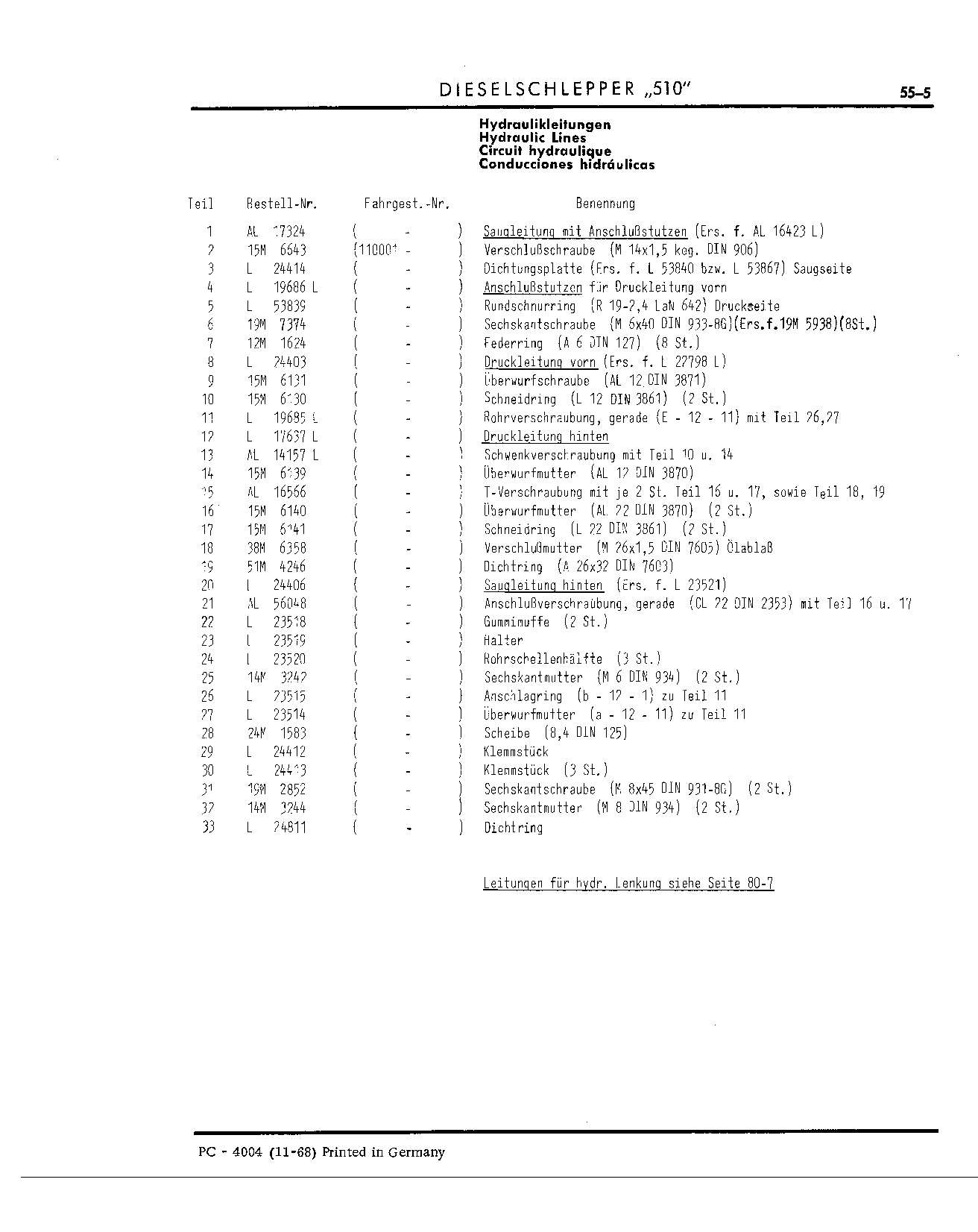 Hydraulic Lines (Continued)