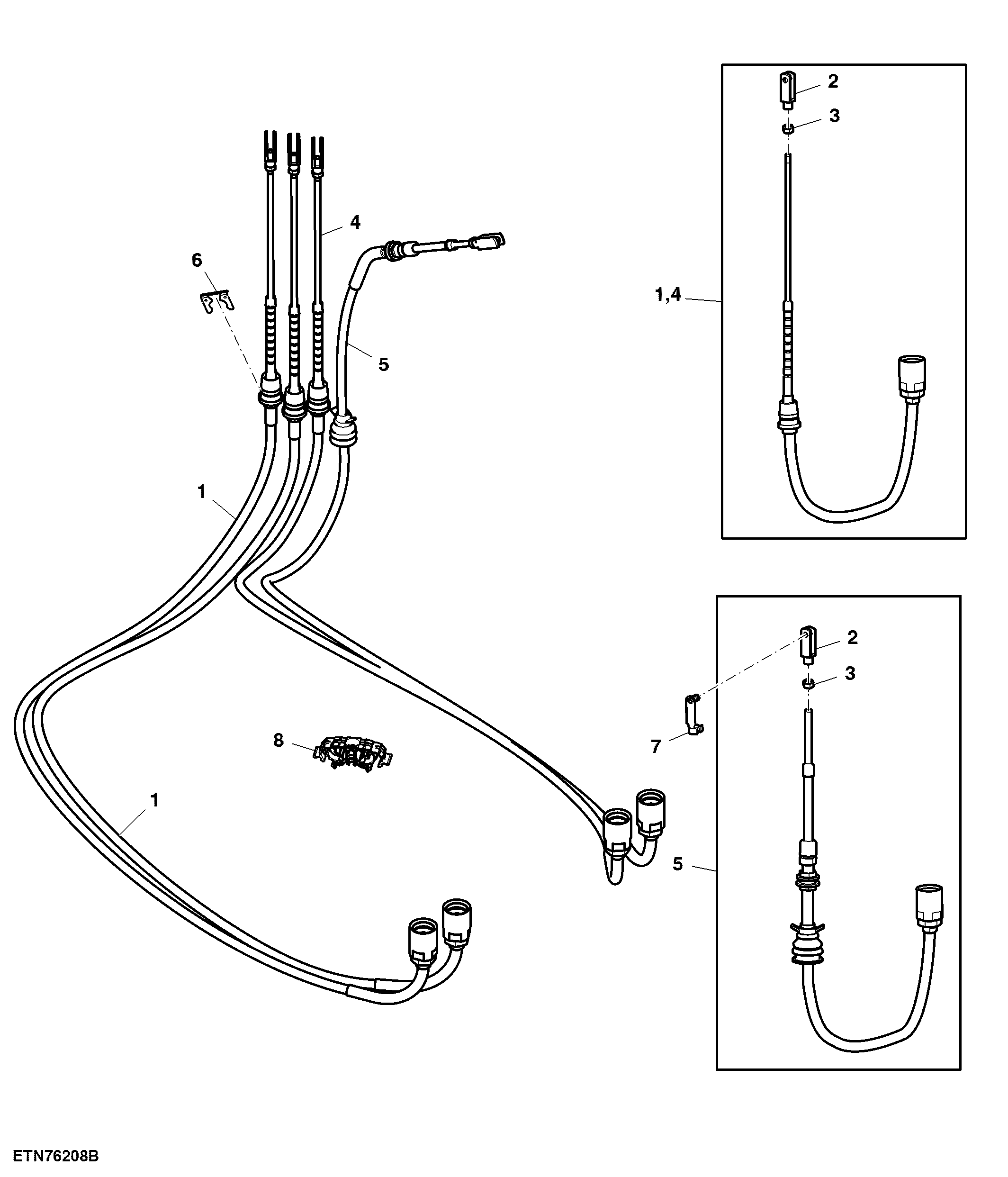 Cable, Lever, Selective Control Valve, 1st, 2nd, 3rd, 4th