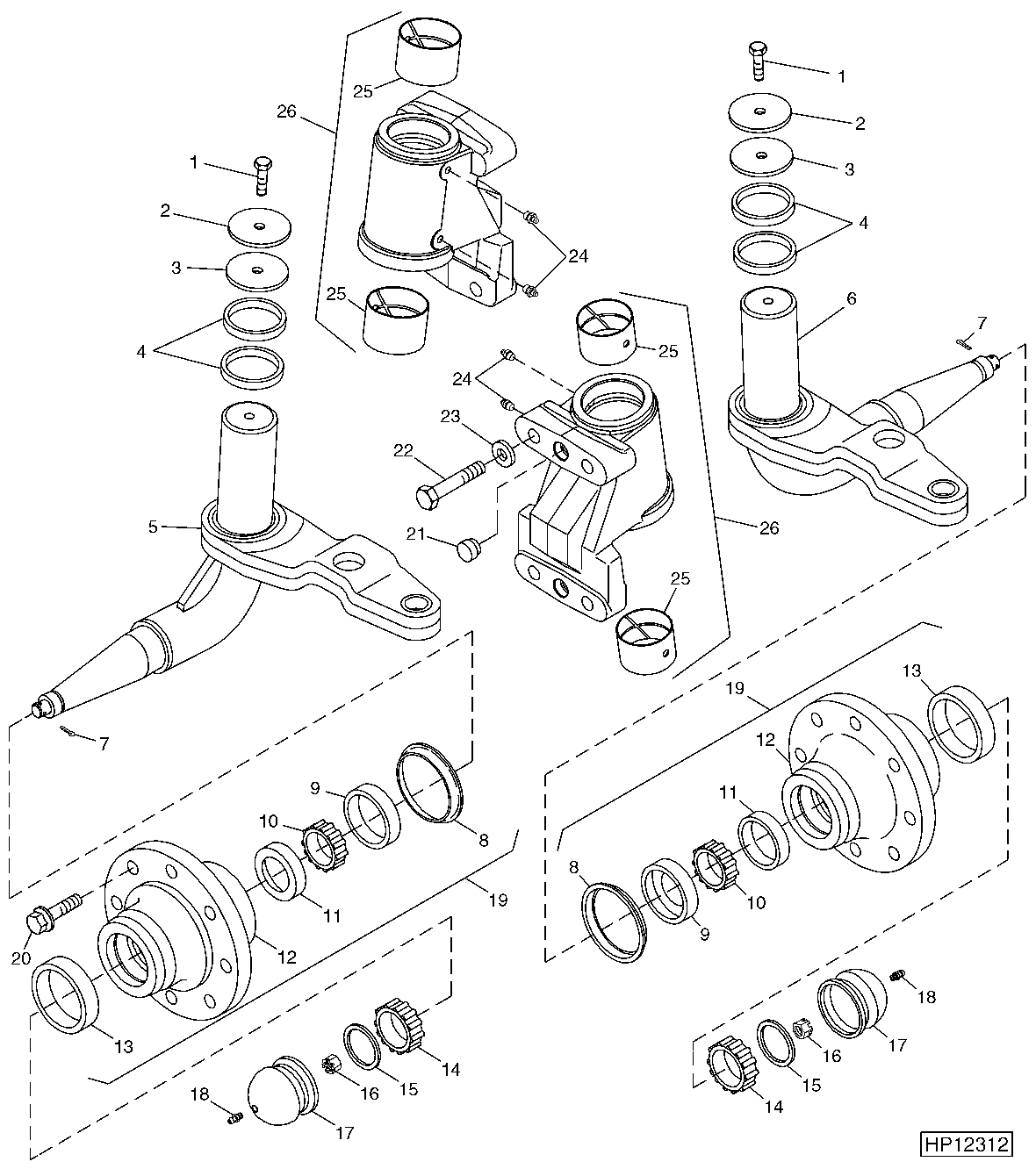 Rear Axle Spindles (Regular Duty) (Fixed And Adjustable Rear Axle)