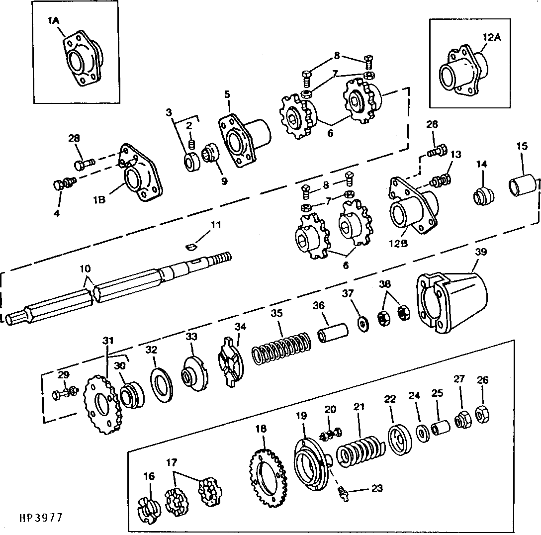 Feeder House Upper Shaft and Sprockets (Variable Drive)