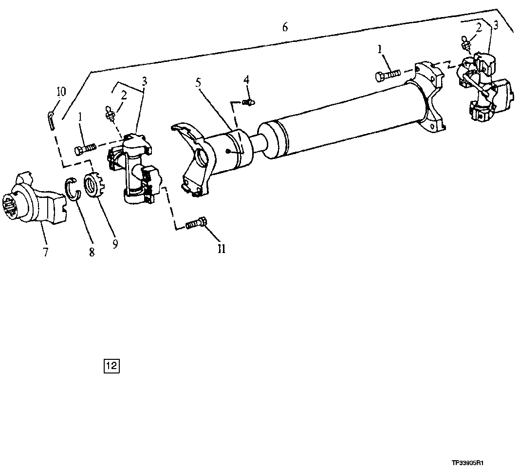 REAR TRANSMISSION YOKE TO DOUBLE UNIVERSAL JOINT