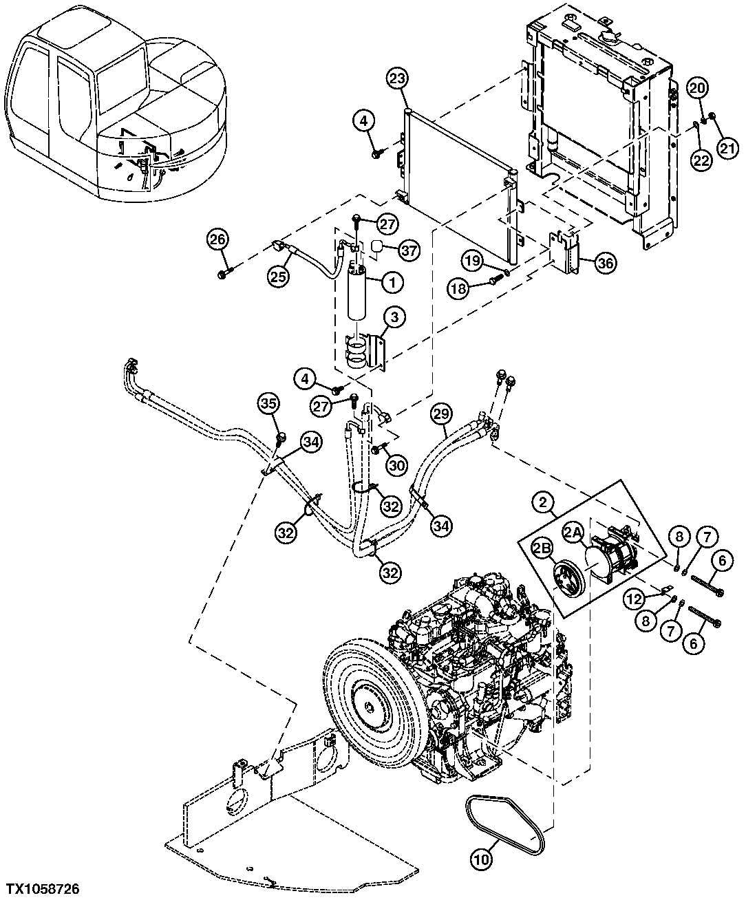 AIR CONDITIONER COMPRESSOR, CONDENSOR, & RECEIVER-DRYER