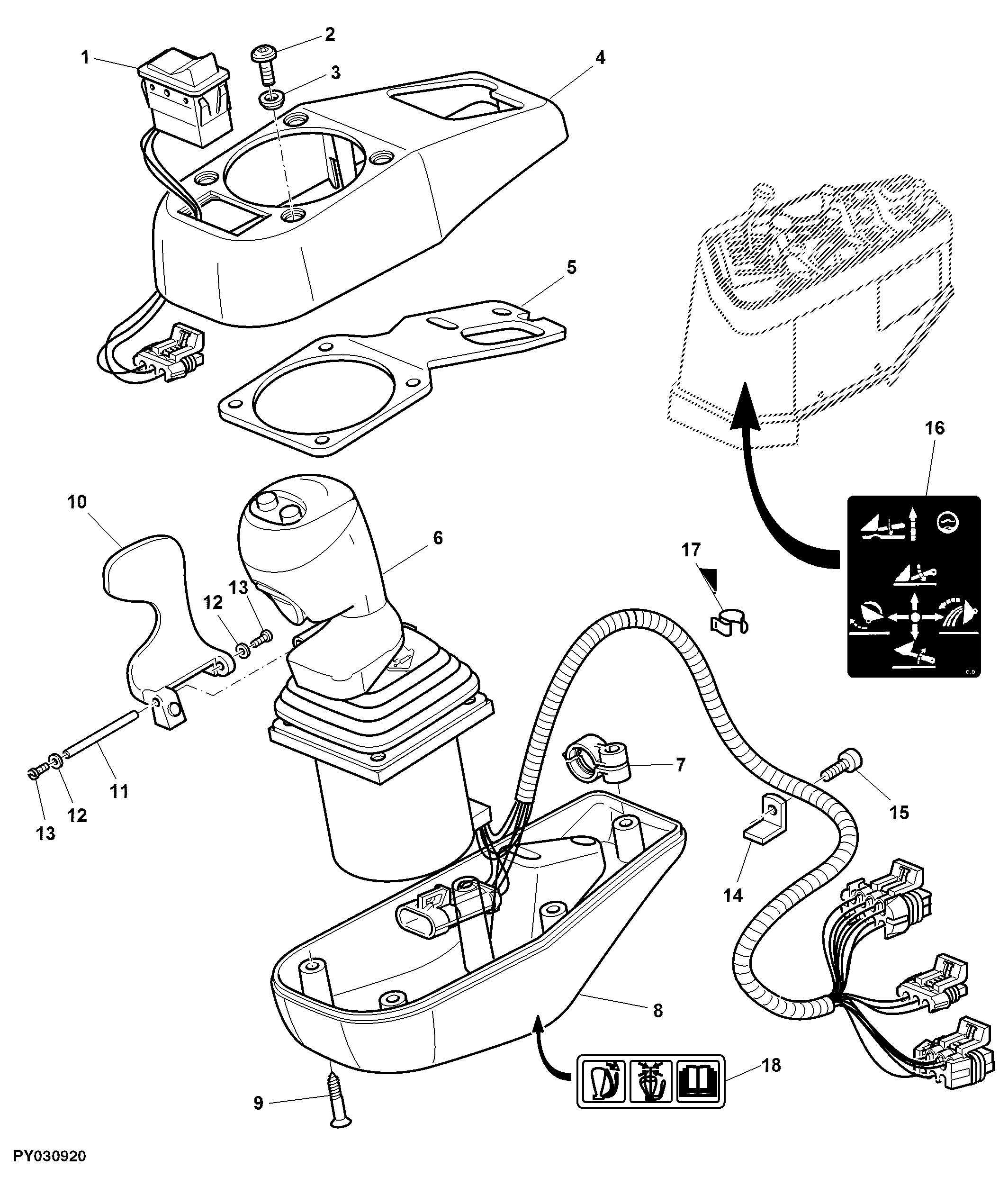 SWING-AWAY MULTI-FUNCTION LEVER FOR ECV (ARMREST INTEGRATED)