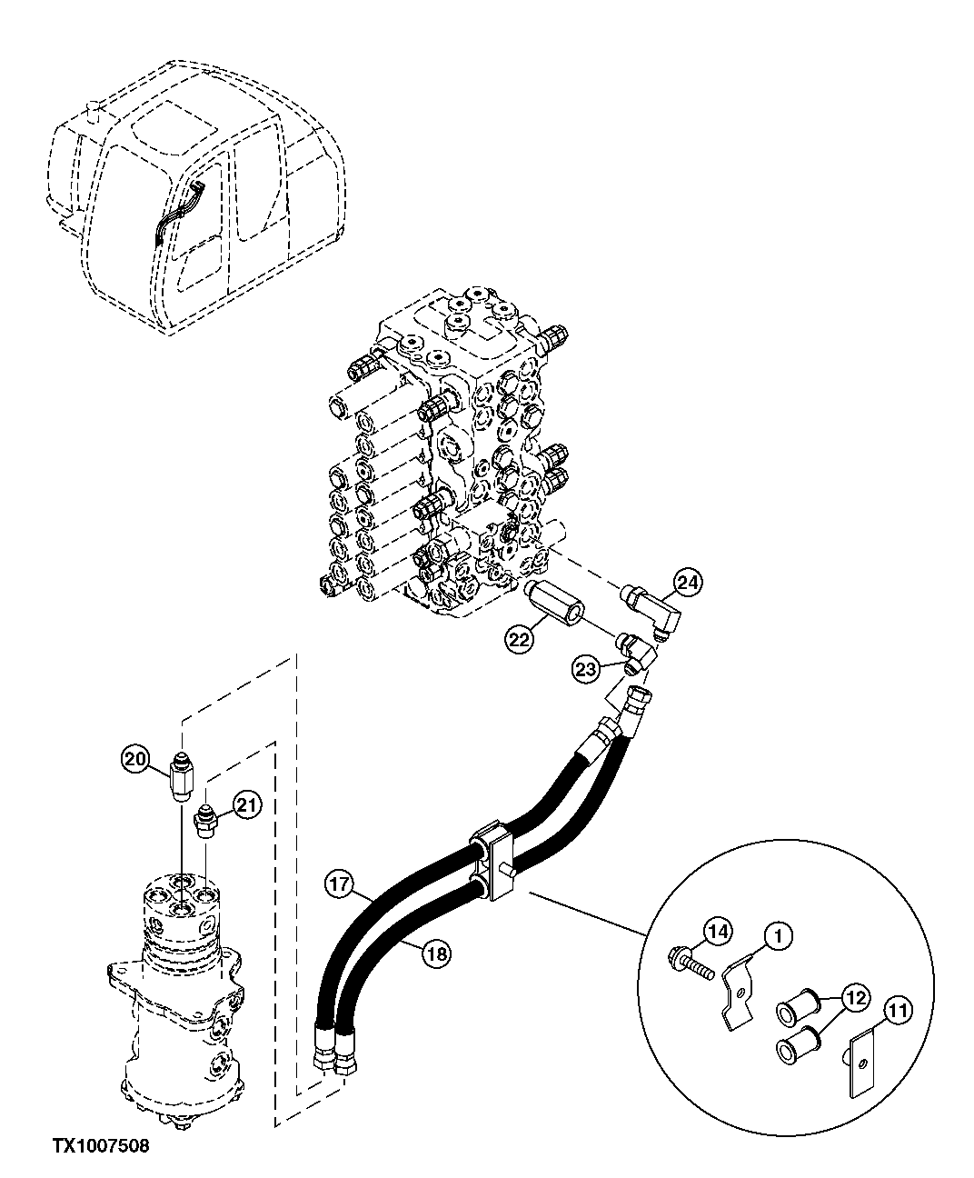 HYDRAULIC HOSES (CONTROL VALVE TO ROTARY MANIFOLD-LEFT PROPEL)