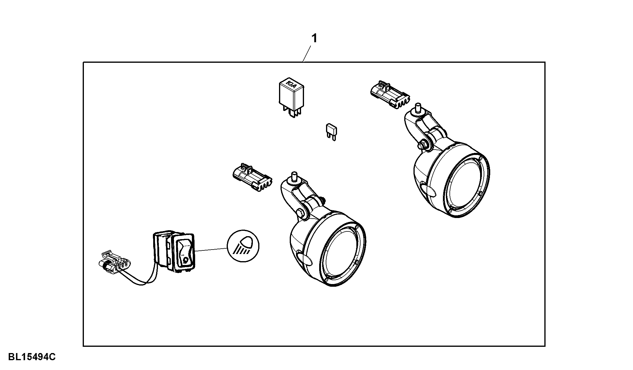 Attachment, Work Lights, 2 H3, Cab Roof, Front