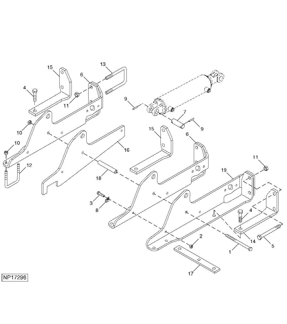 Cylinder Anchor Plates W/ Single Point, 12' Main Frame, LH