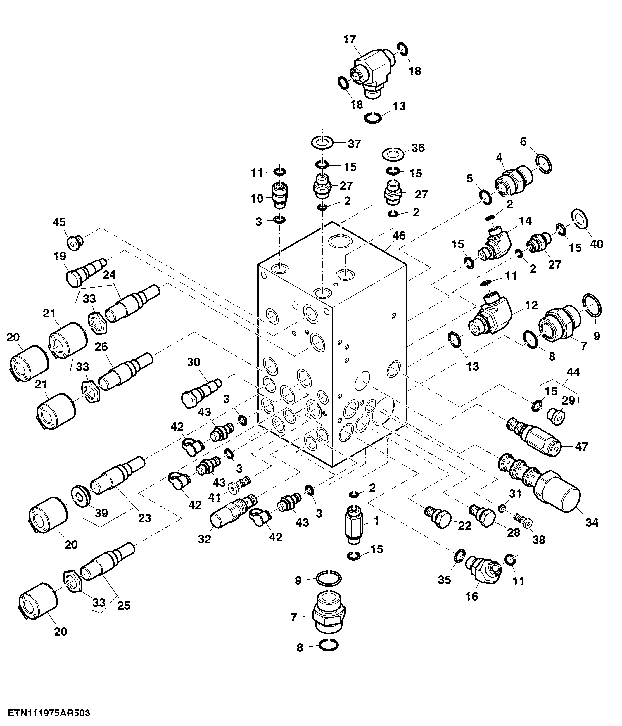 Primary Valve Stack - W/O Grain Tank Doors (26') ( - 090038)