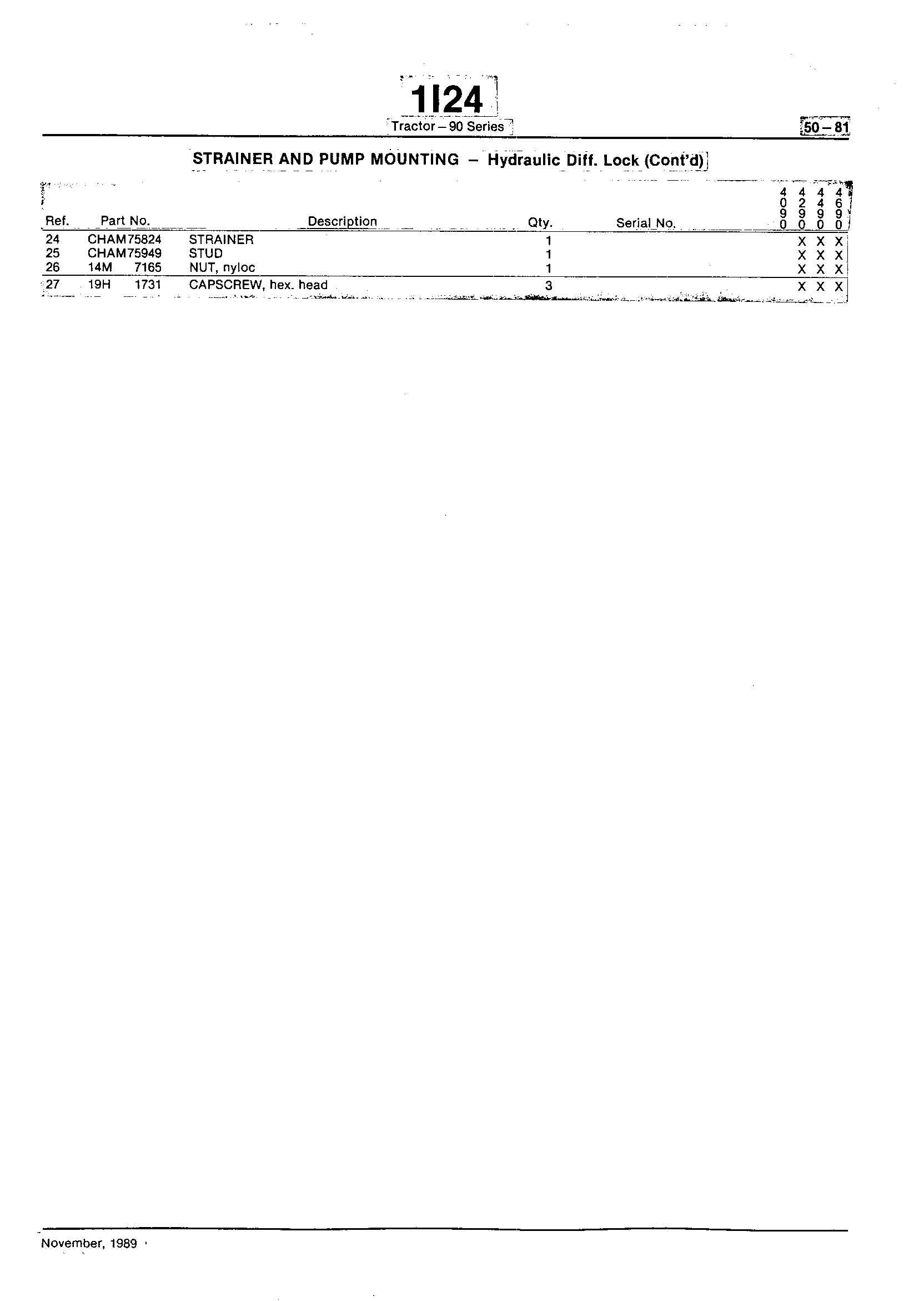 Power Train Strainer and Pump Mounting - Hydraulic Differential Lock (Continued)
