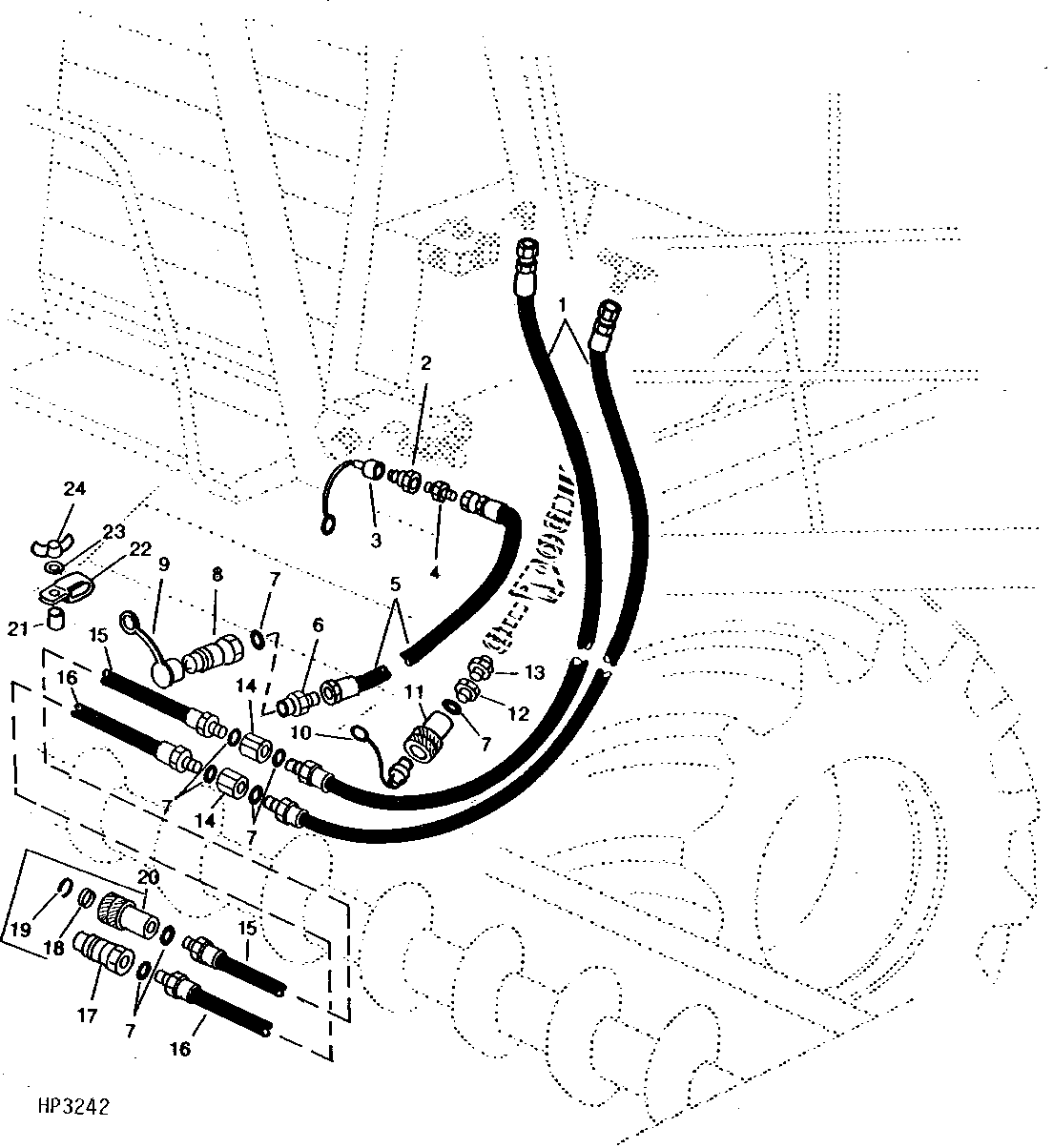 Hoses and couplers for combines (600001 - 622500)