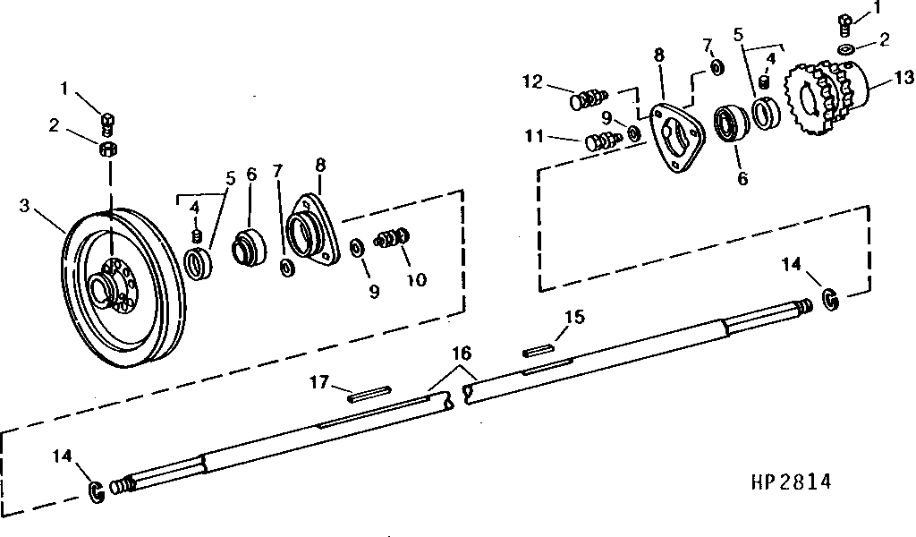 Lower Shaft and Sheave, Fixed Drive W/O Reverser (615201 - )
