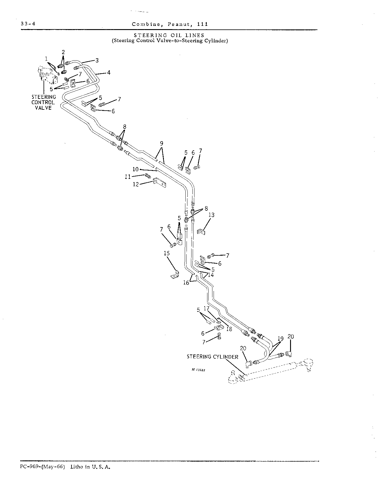 Hydraulic oil lines: Steering (steering control valve-to-steering cylinder)