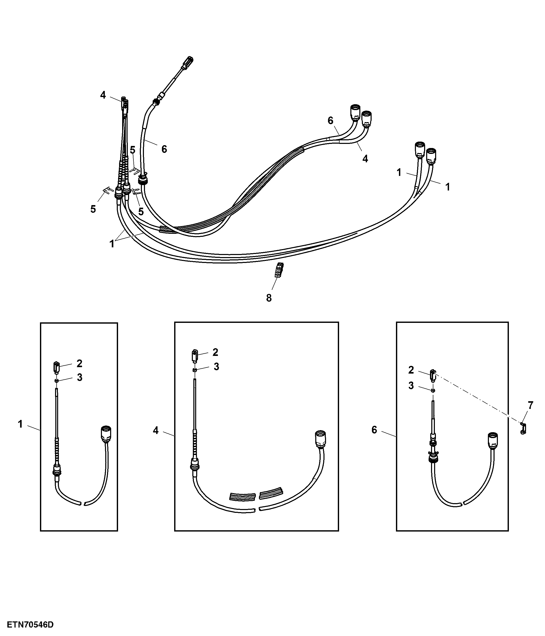 Cable, Lever, Selective Control Valve, 1st, 2nd, 3rd, 4th