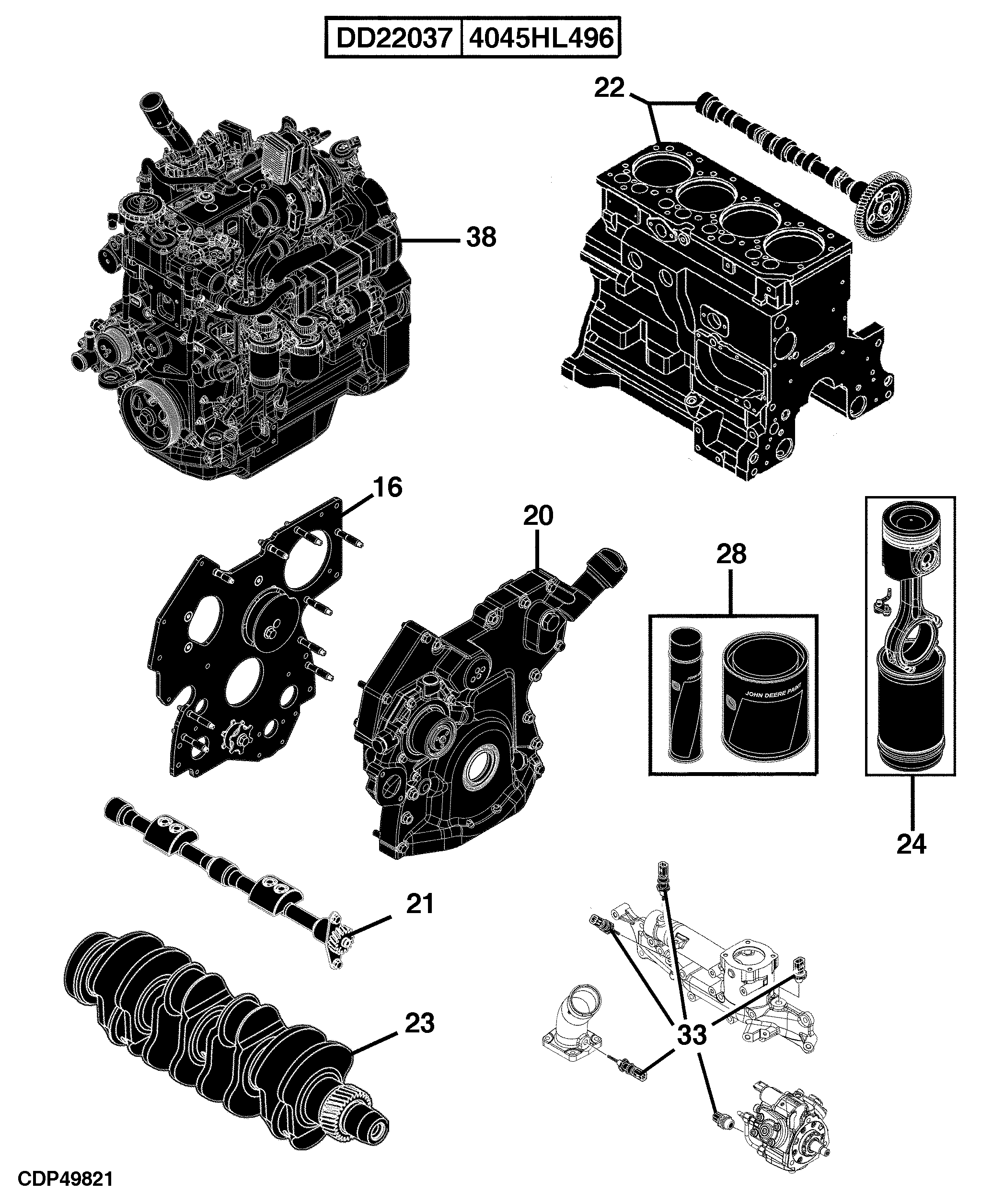 20 Engine 4045HL496-DD22037-ETN65516-ETN65517-ETN74308