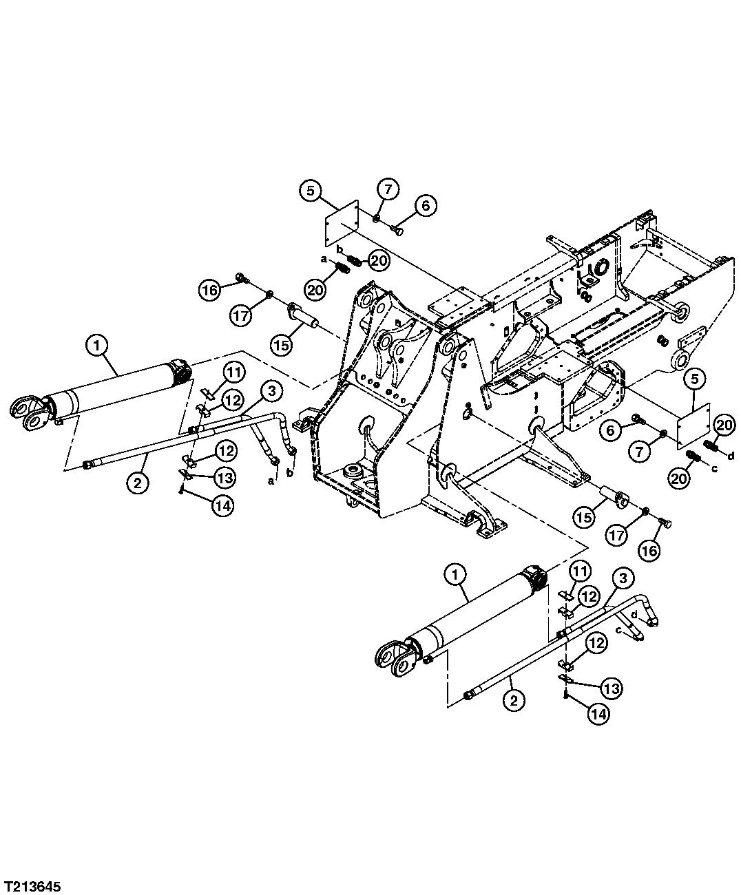 Boom Lift Cylinder, Hoses, and Mounting Parts
