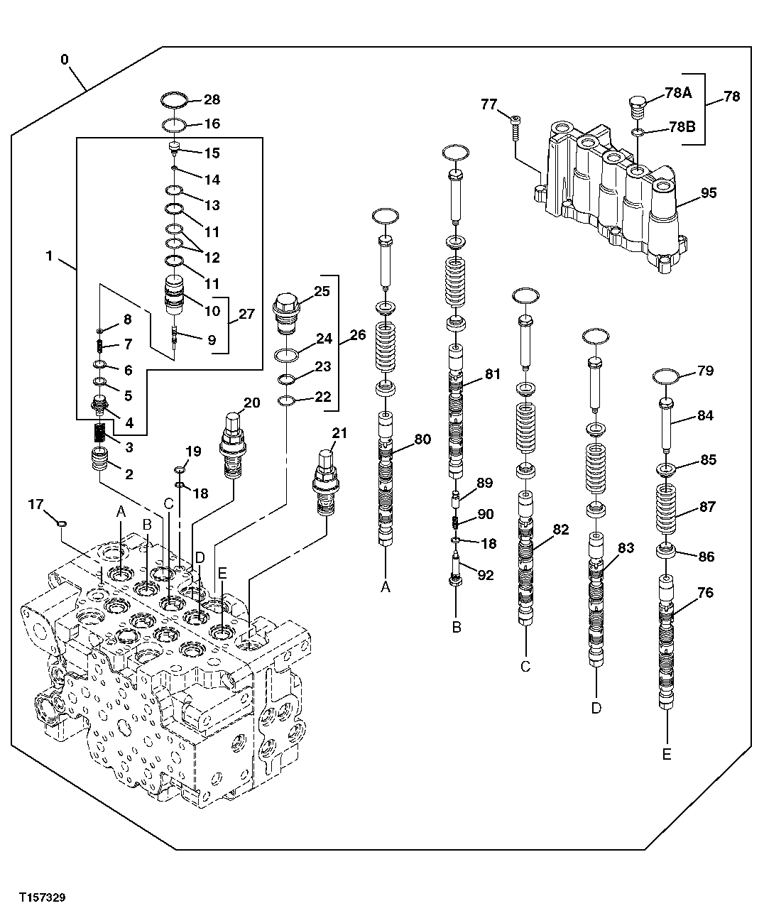 CONTROL VALVE COMPONENTS (TOP SPOOLS, 5 SPOOL SIDE)