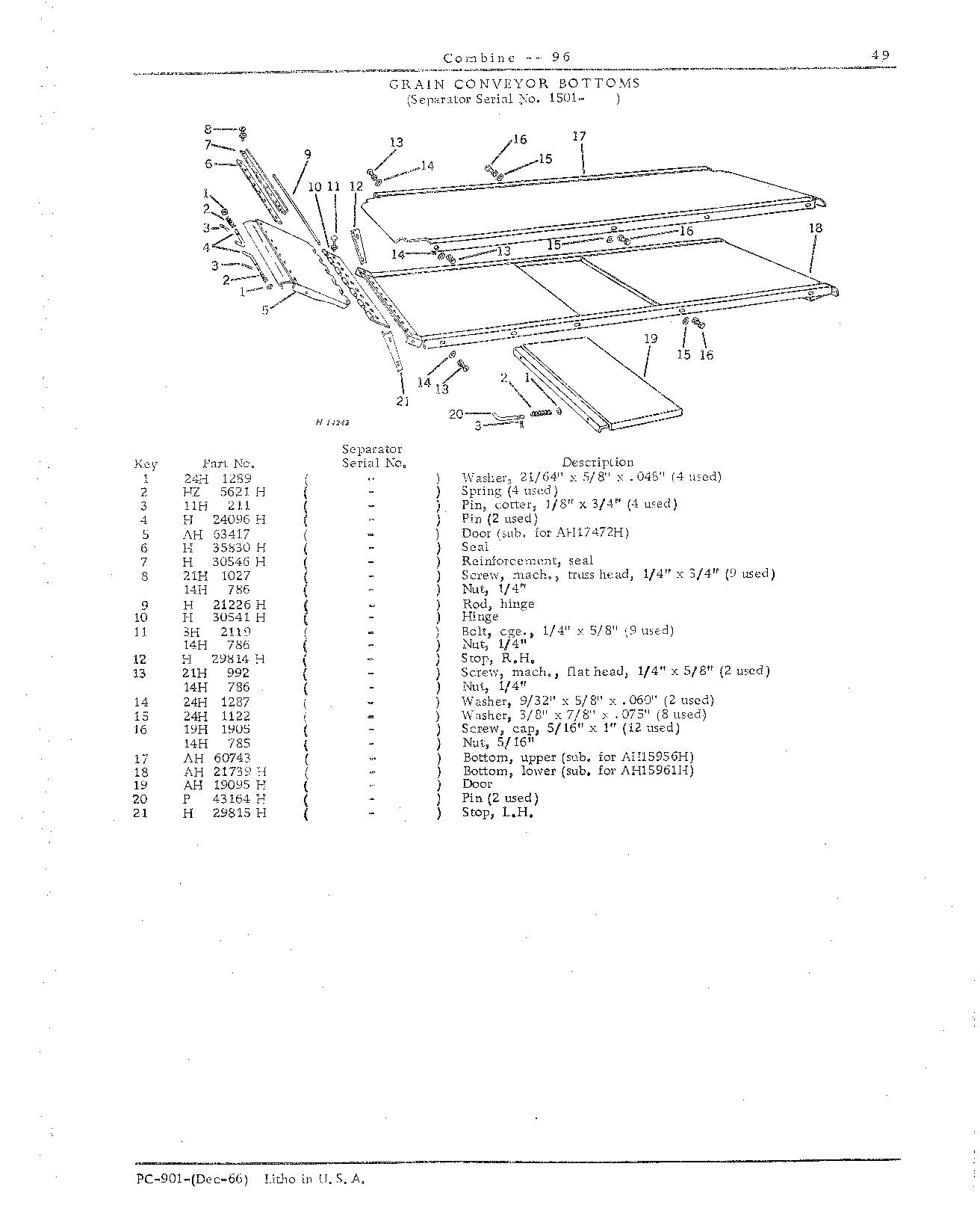 Beater, Platform Electromagnetic Clutch, Grain Conveyor Chains and Bottoms (Continued)