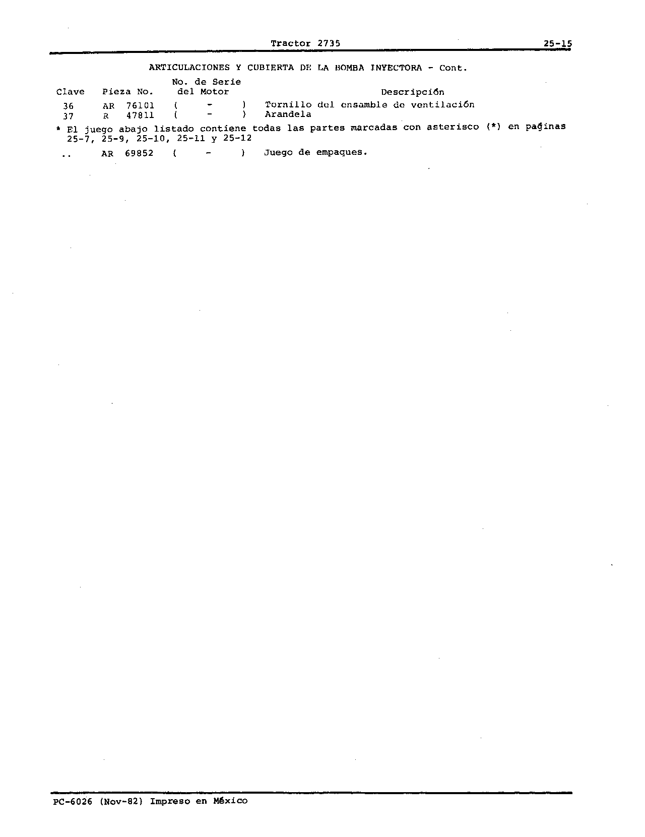 Bomba Inyectora de Combustible Articulacion y Cubierta (Continued)