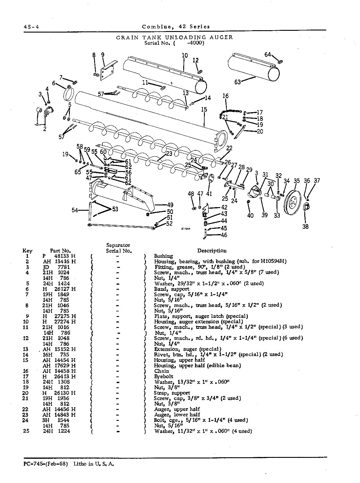 Auger: Grain tank hinged unloading