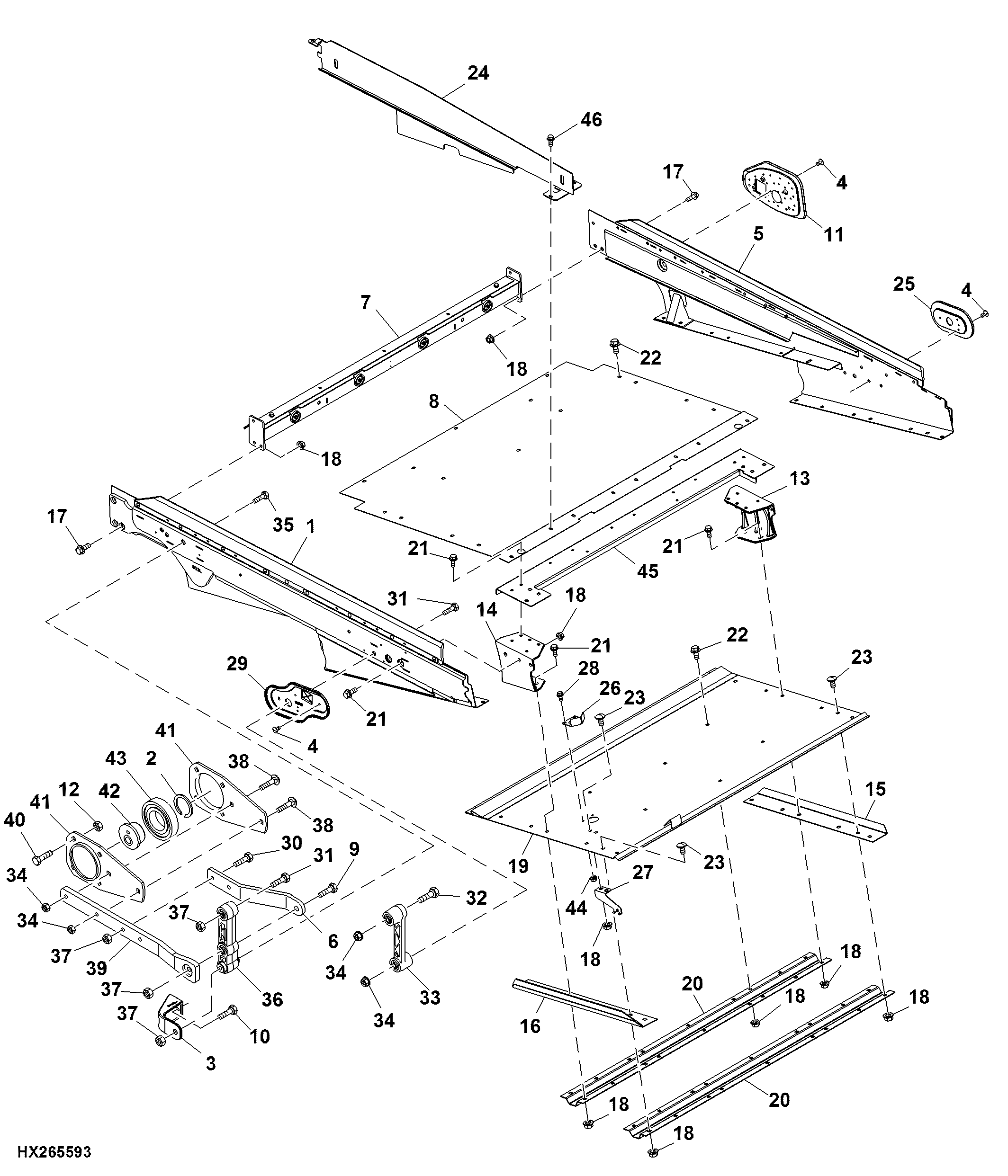 Combine Shoe Sieve Frame, Self Leveling Shoe