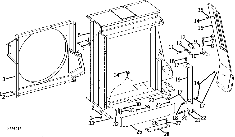 CORNER FRAME, RADIATOR CLOSURES, AND FAN SHROUD (105801 - )