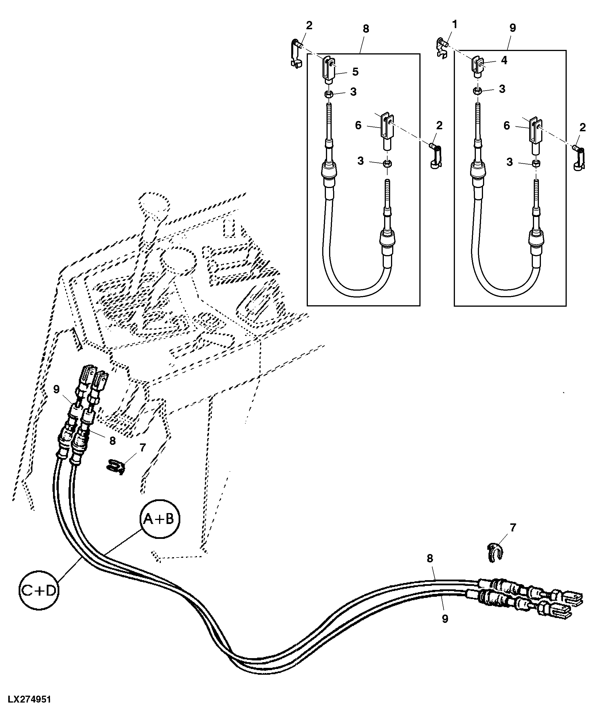 BOWDEN CABLES FOR RANGE SHIFT (SYNCROPLUS OR POWRREVERSER)