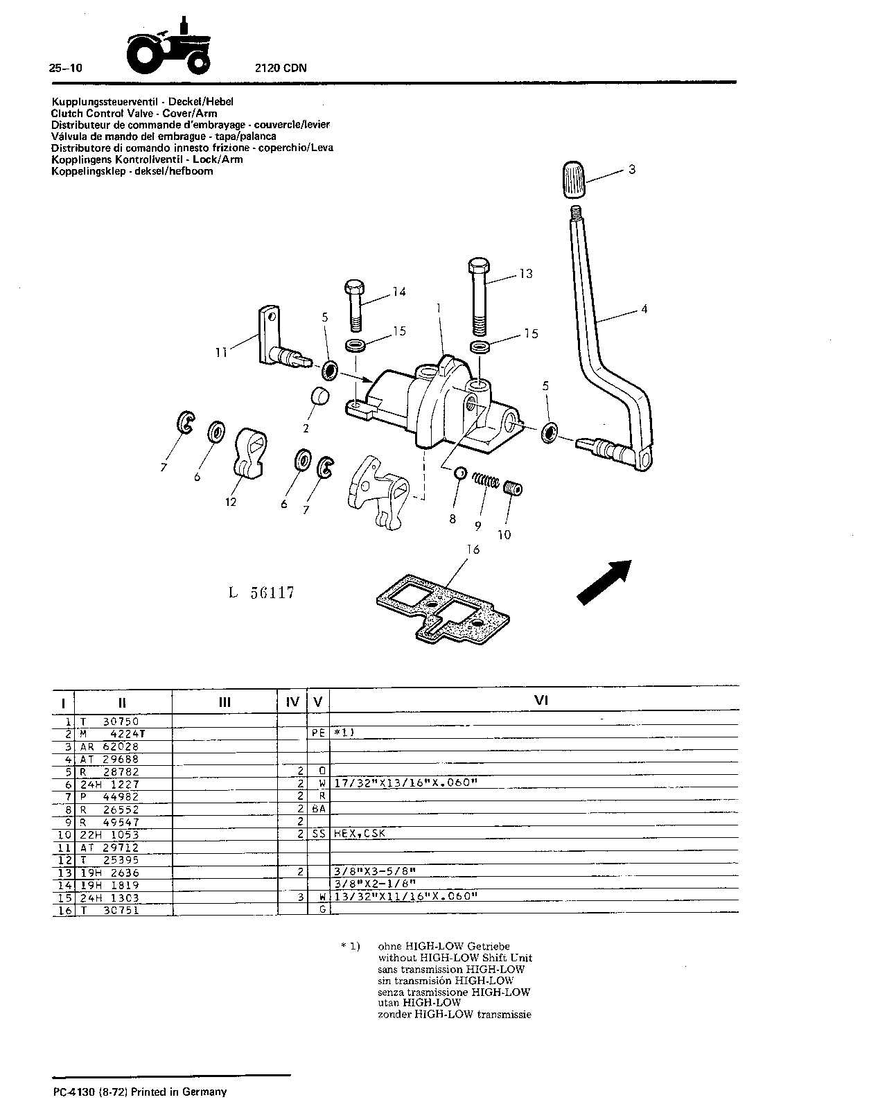Clutch Control Valve - Cover / Arm