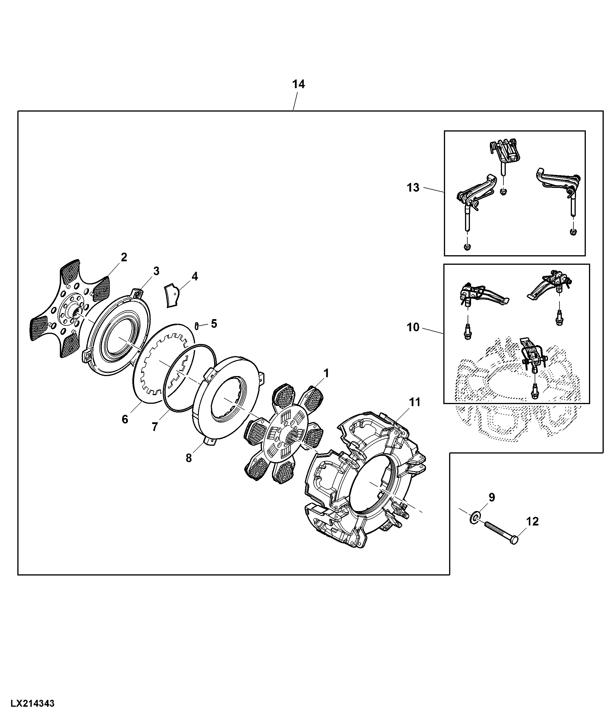 Clutch Assembly, 6 Pads, Mechanical Transmission