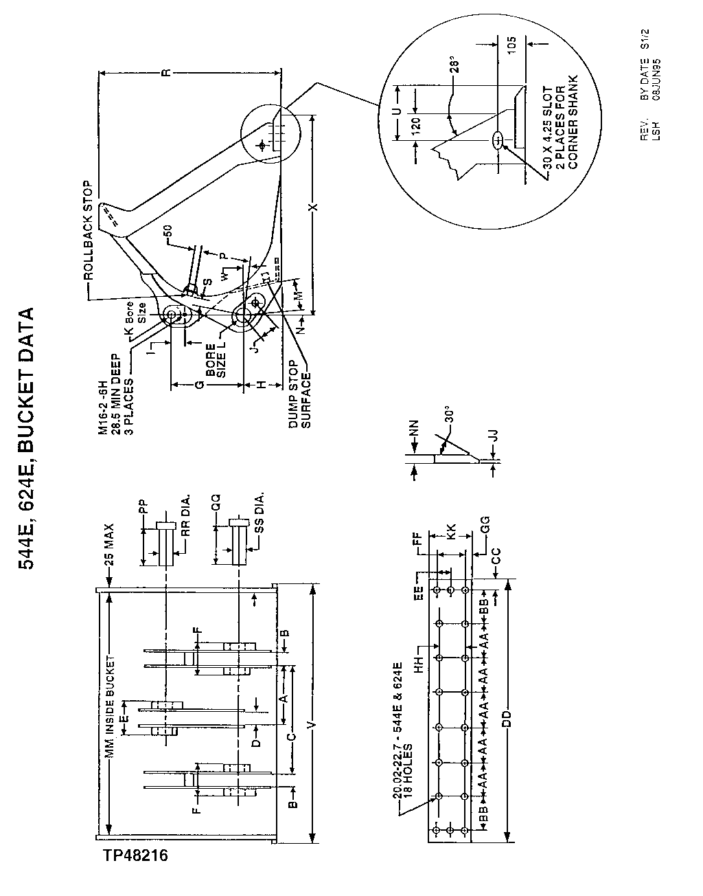 544E, 624E BUCKET DATA