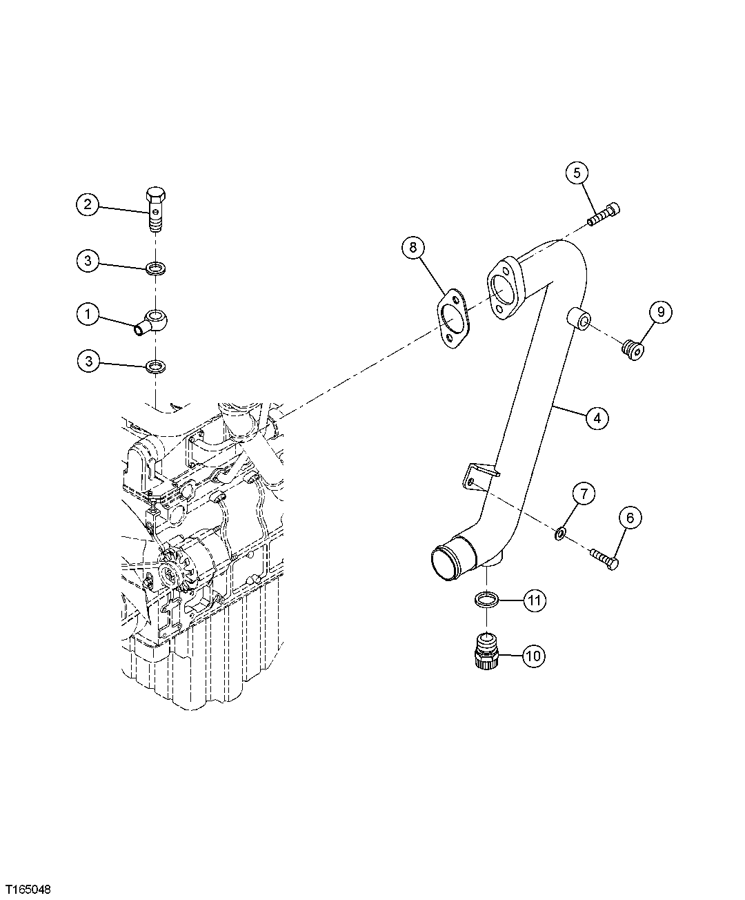 LOWER RADIATOR HOSE RETURN TUBE, SERIES II (S.N. 006200-)