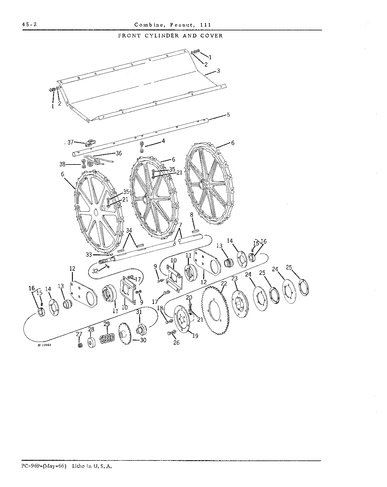 Clutch, slip: Cylinder, front