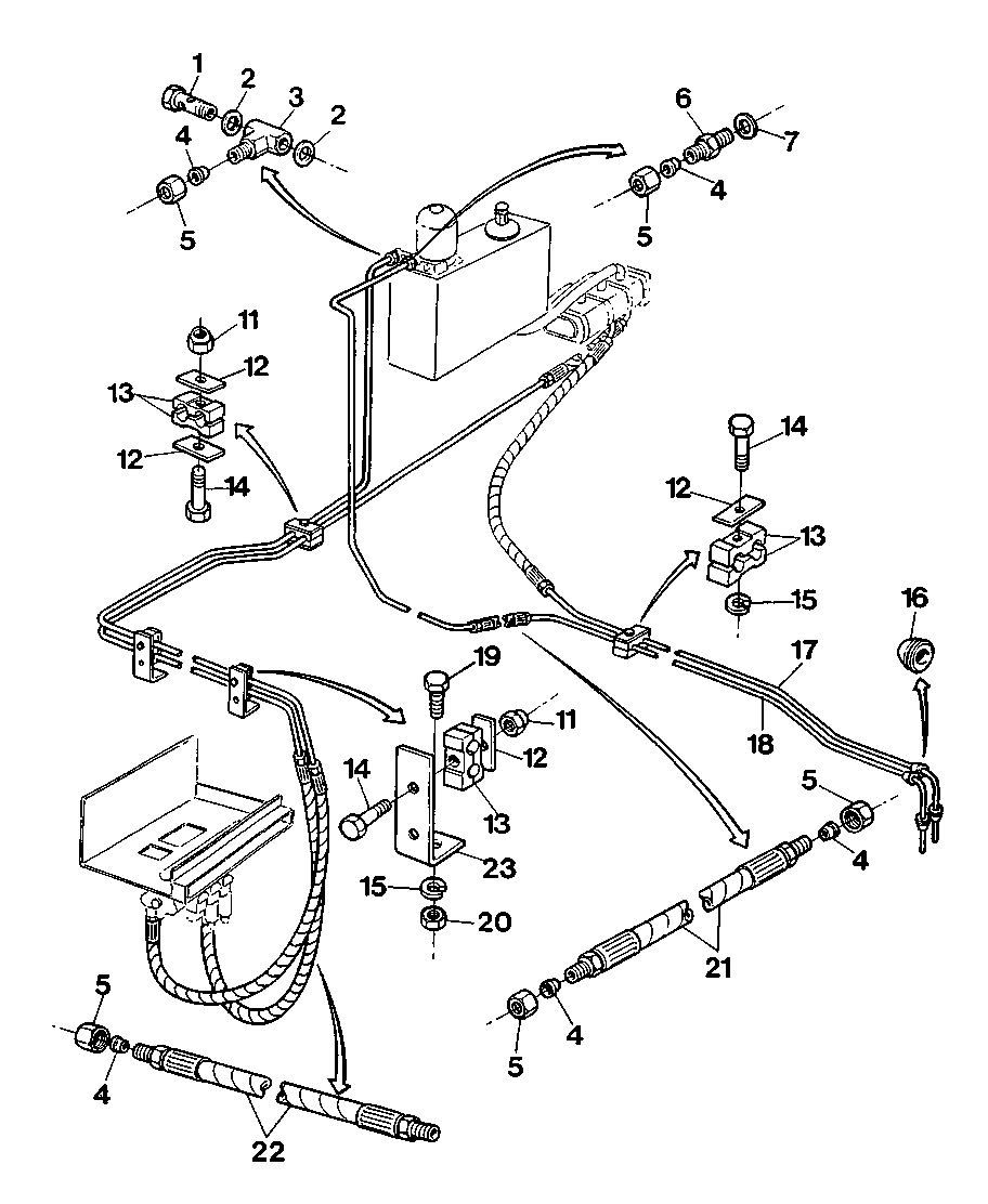 HYDRAULIC LINES, VALVULA, PRESURE, RETURN, CONTROL VALVE, RESERVOIR