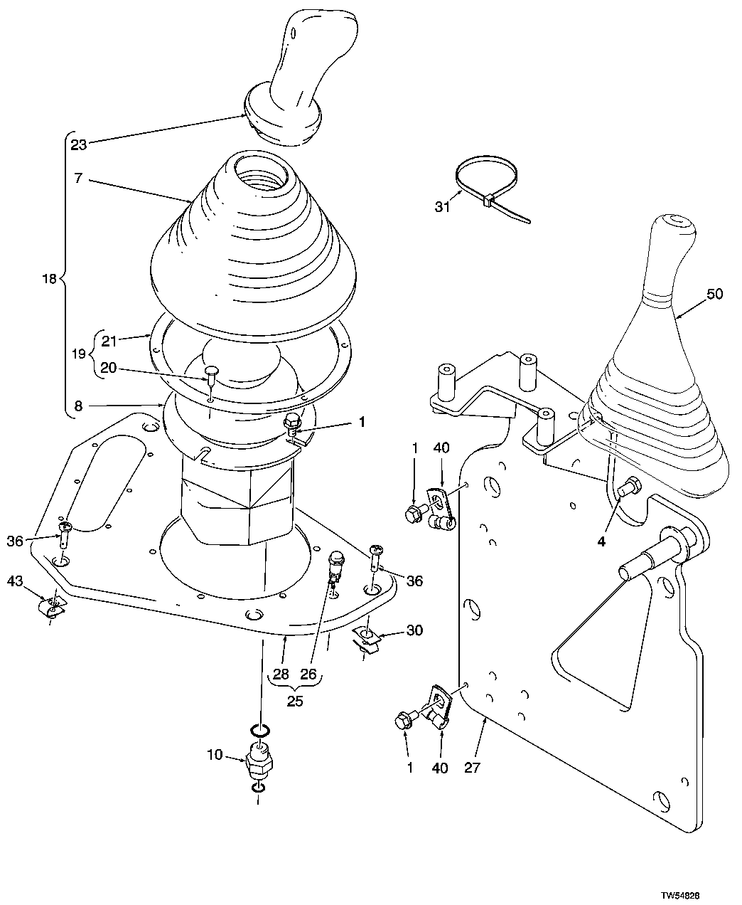 PILOT CONTROL LEVER AND SUPPORT (SINGLE FUNCTION AND DUAL FUNCTION)