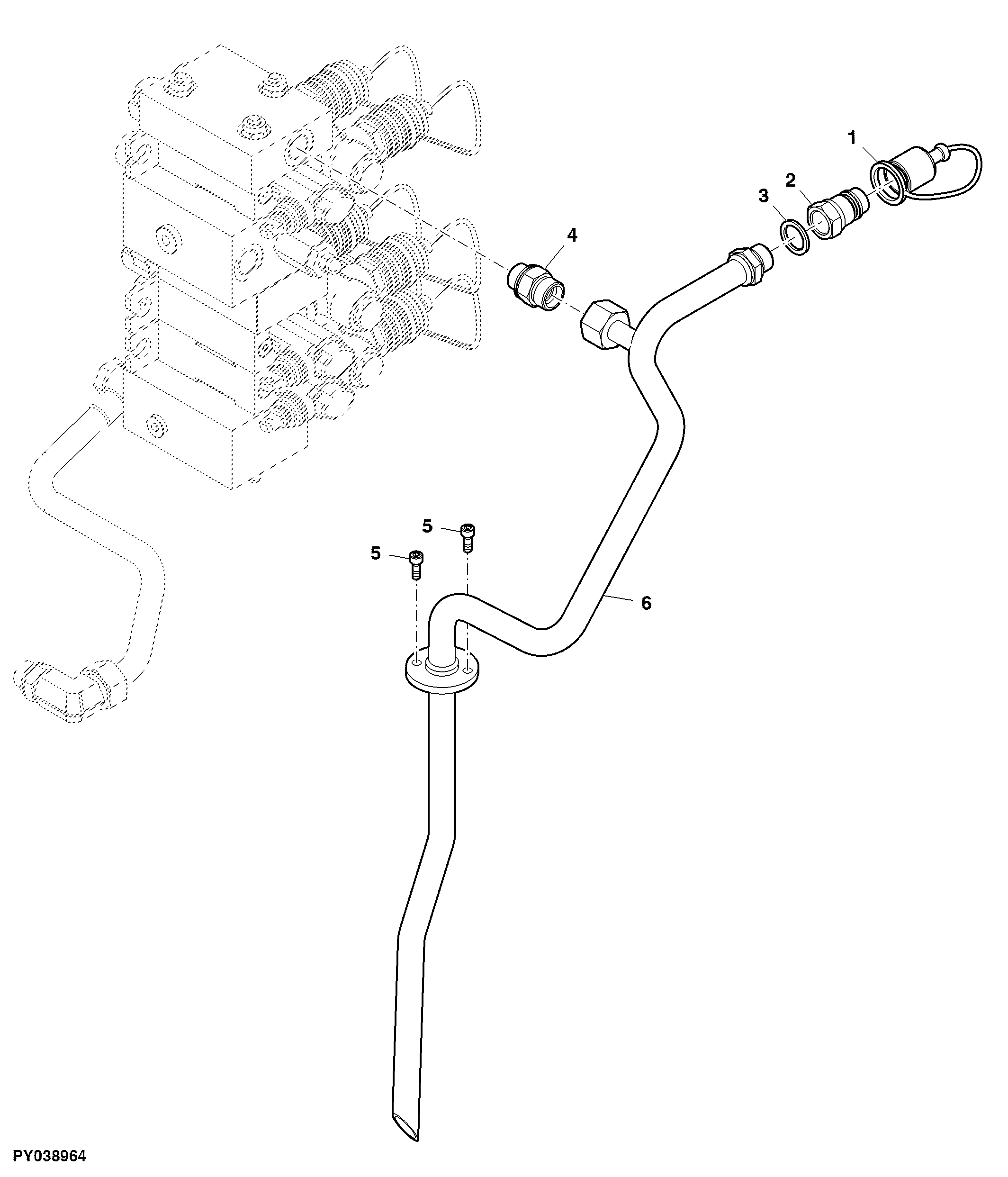 SCV Return Oil Line, Three Double Acting SCVs, W/ Flow Divider