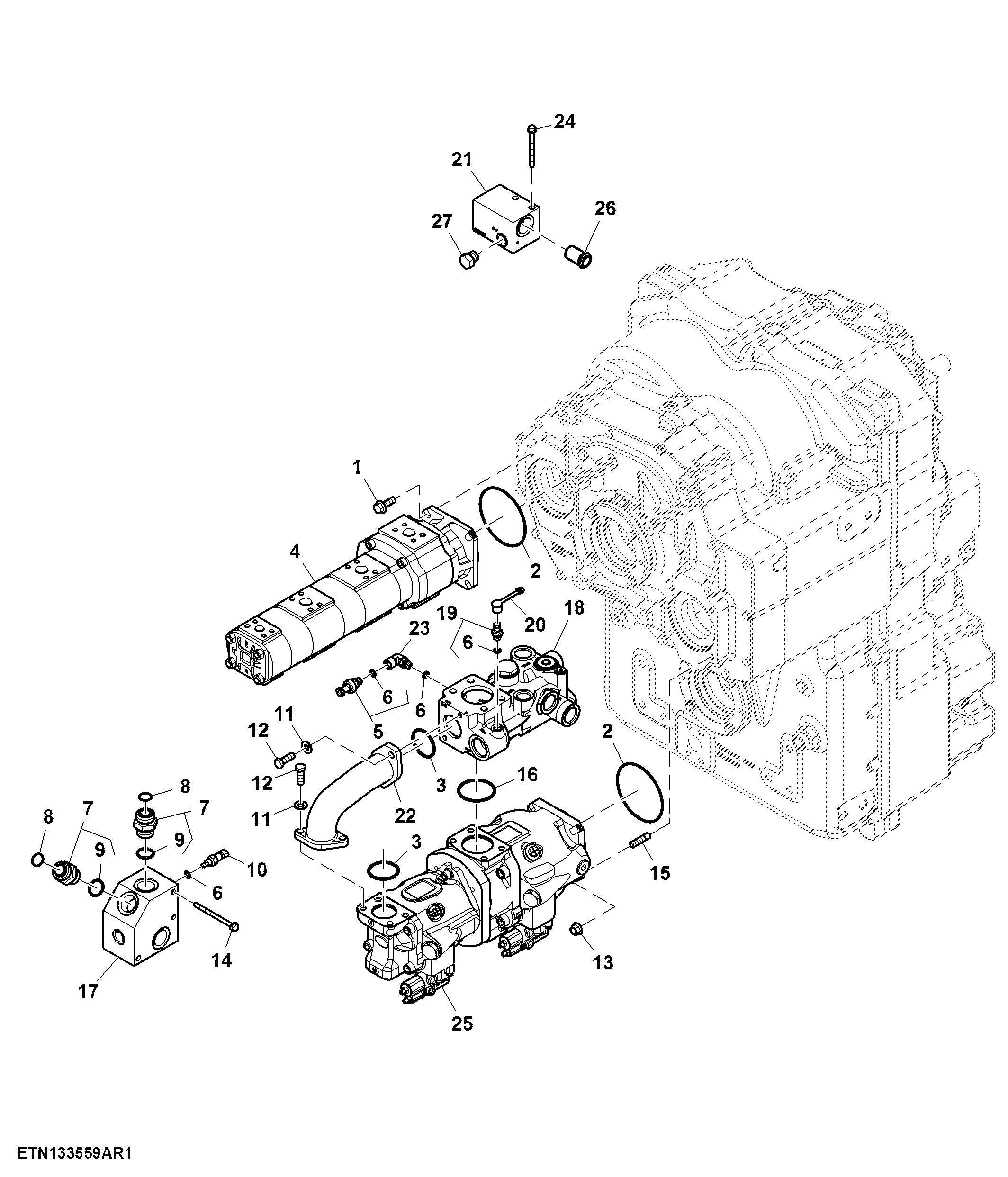 Hydraulic Pump, High Flow, W/ PTO ( - 801468)