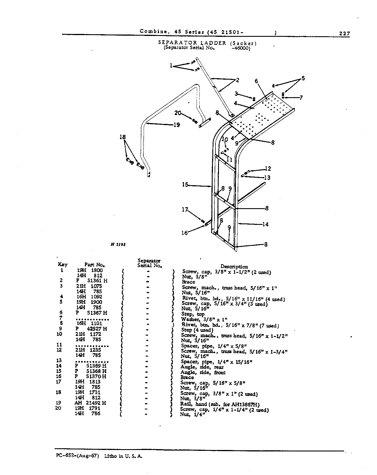 Seperator Front Sheets, Ladders, Inspection Doors, Braces, and Rear Hood (Continued)