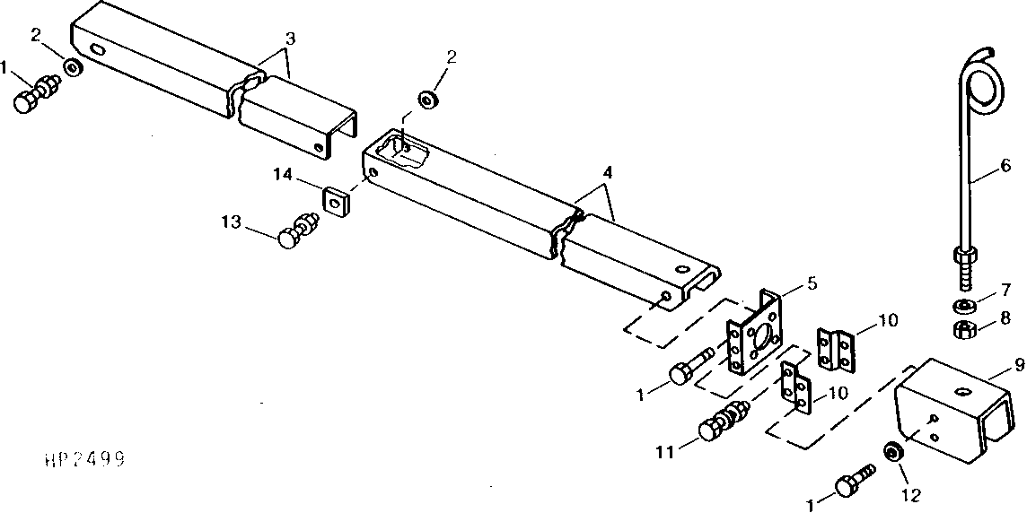 Power Shaft, Front Universal Joint Shields and Hydraulic Hose Support