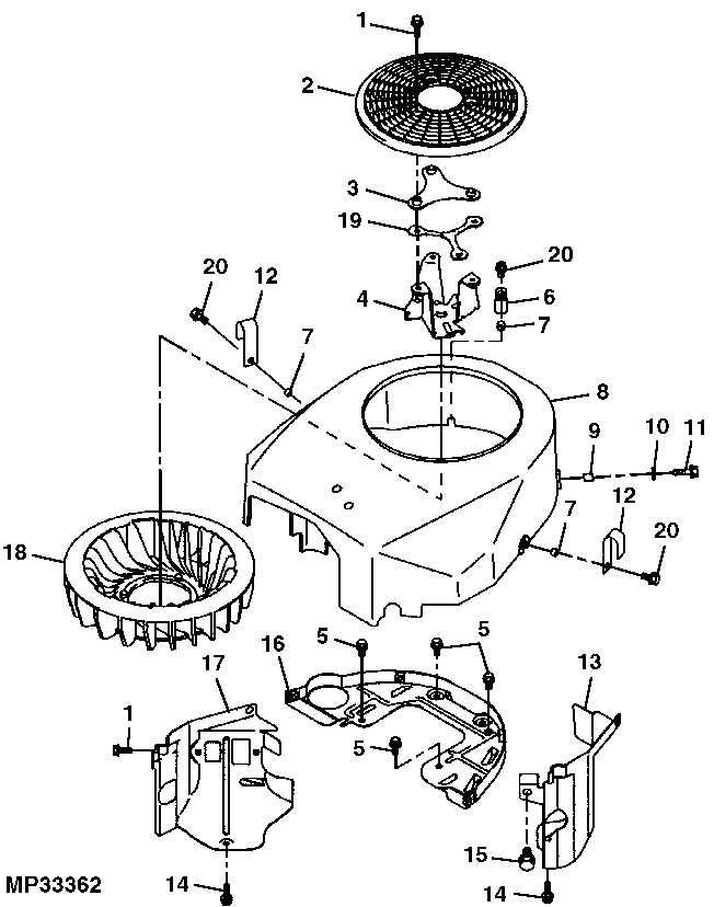 Flywheel Screen, Fan Housing and Engine Shrouds