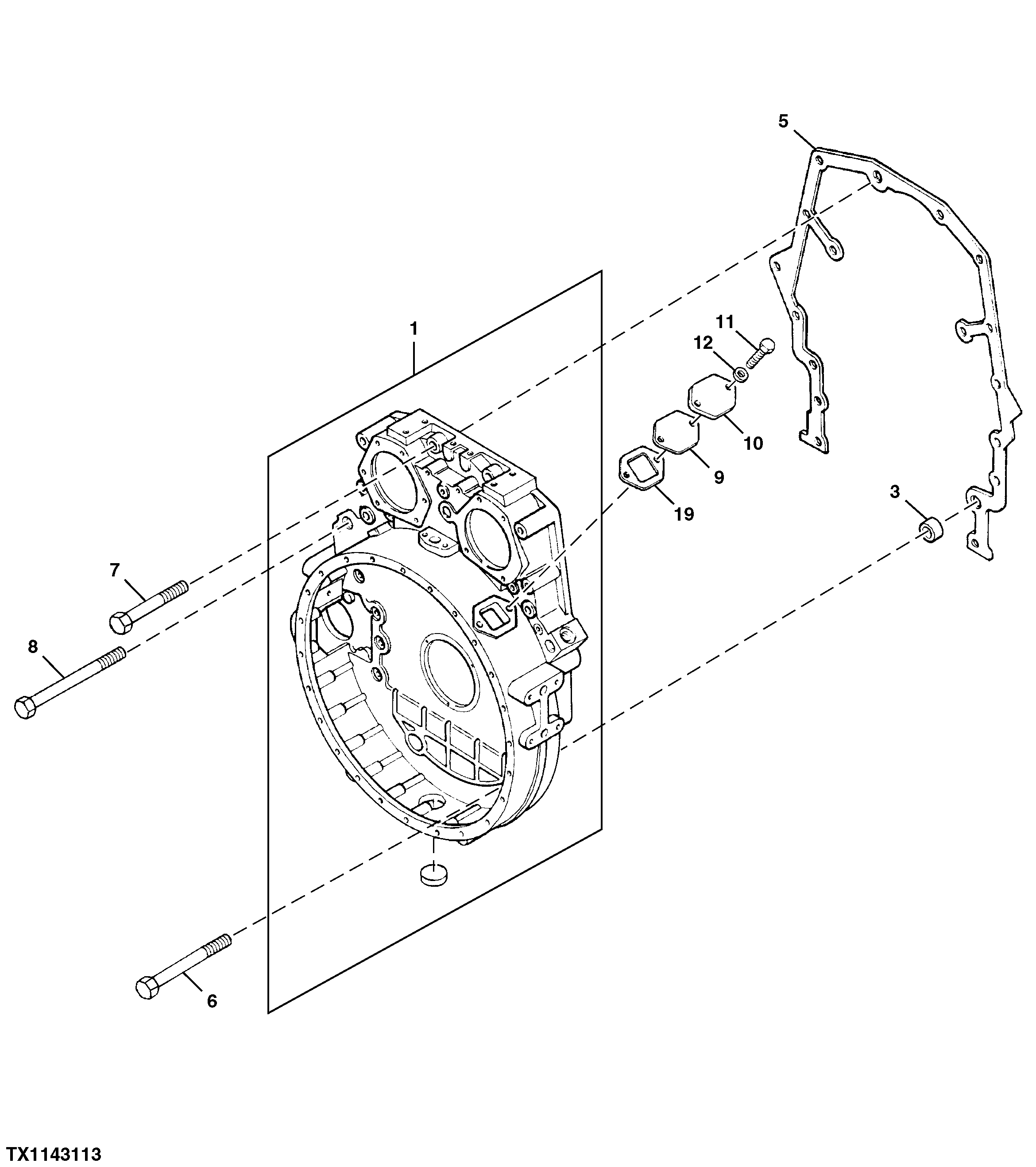 ENGINE FLYWHEEL HOUSING, GASKET AND ACCESS HOLE COVERS