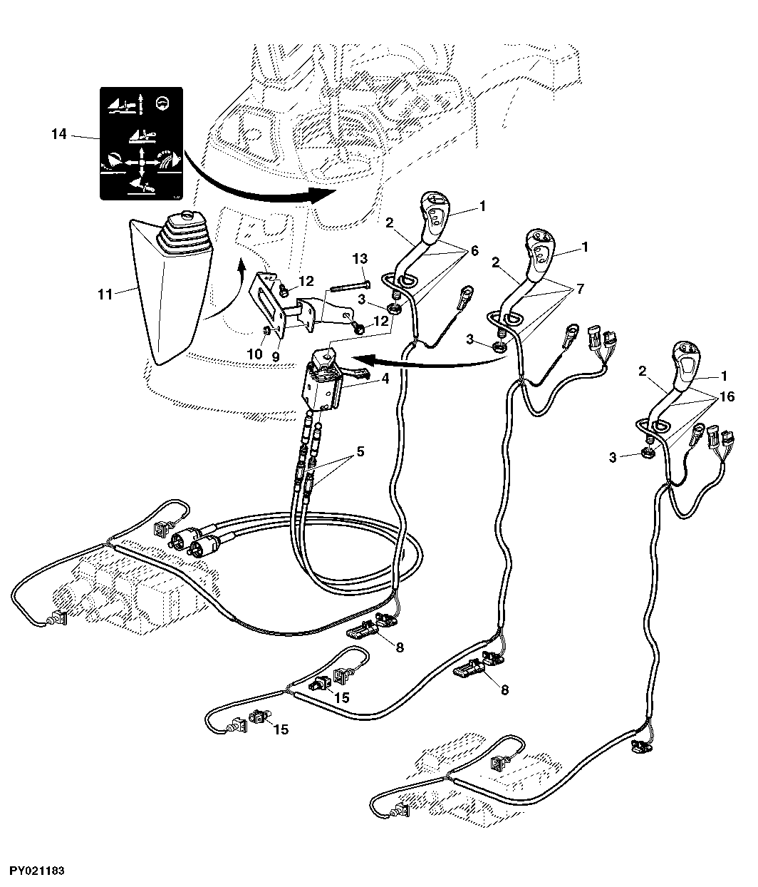 MULTI-FUNCTION LEVER ON SHIFT CONSOLE WITH 3 INDEPENDENT CONTROL VALVES (M-ICV)
